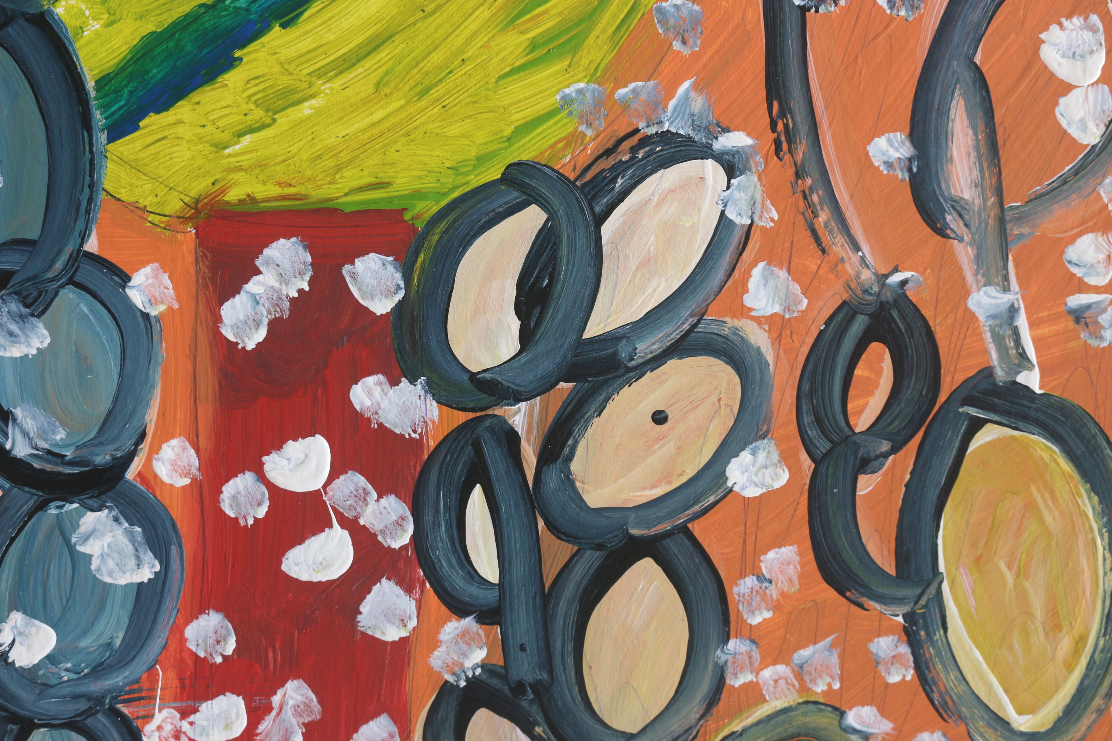 Curtis Davis 2018 Acrylic Painting on Mat Board "Flower"