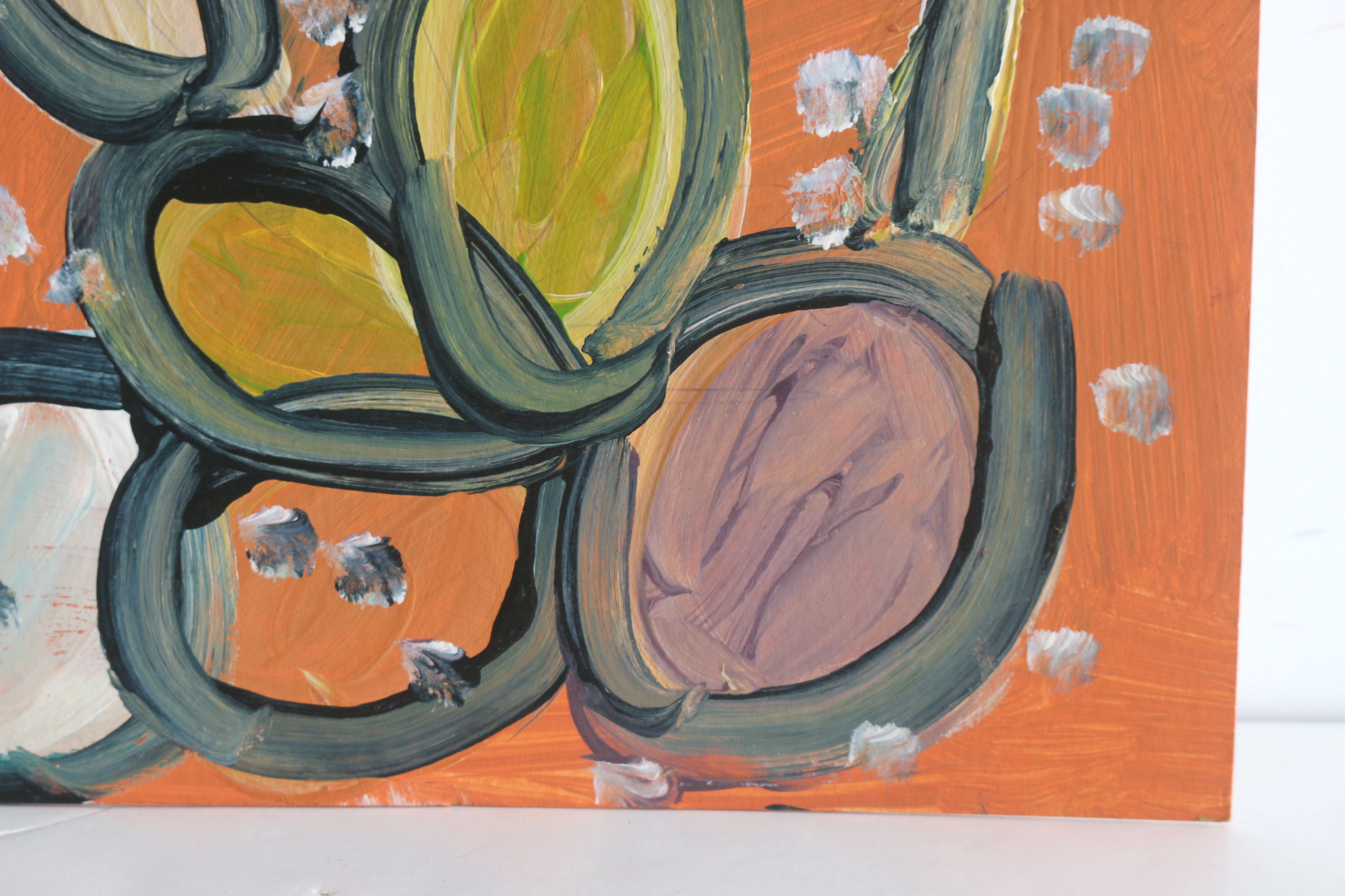 Curtis Davis 2018 Acrylic Painting on Mat Board "Flower"