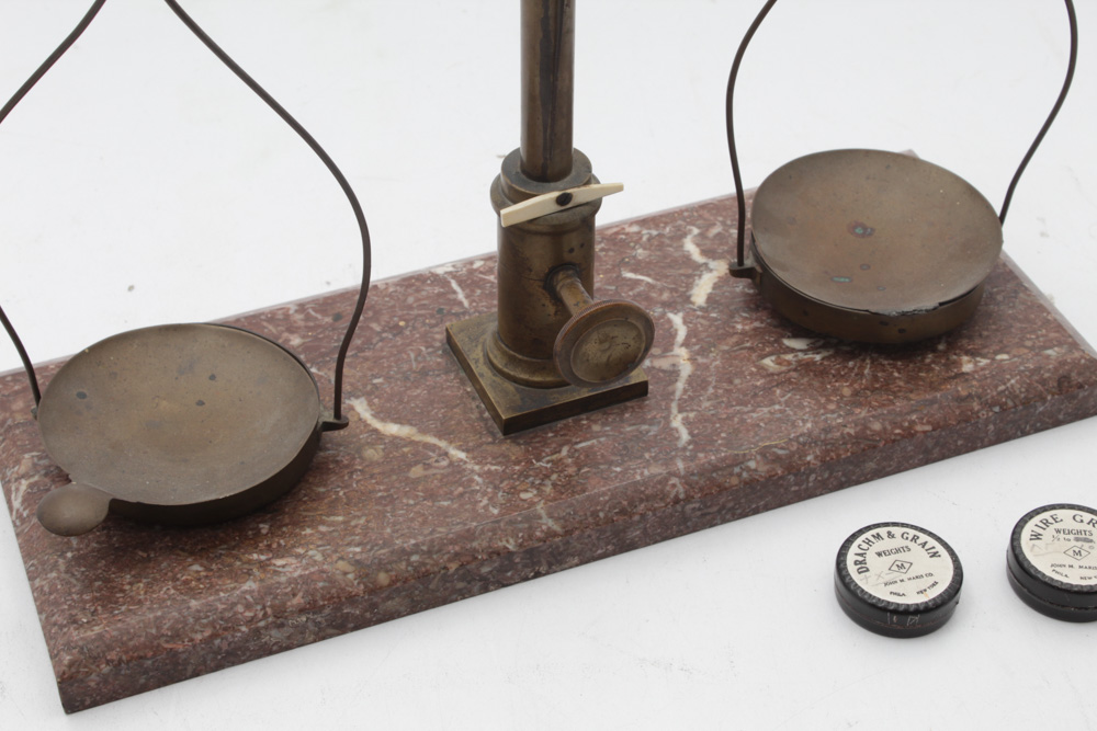 Antique Brass and Marble Balance Scale
