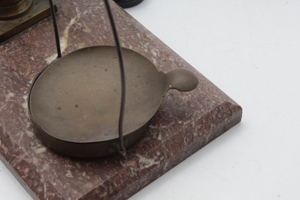 Antique Brass and Marble Balance Scale