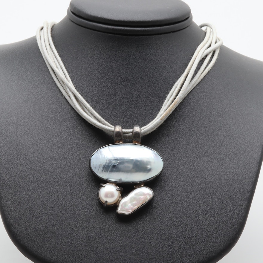 Gabriella Nanni Sterling Silver Cultured Pearl Pendant Necklace