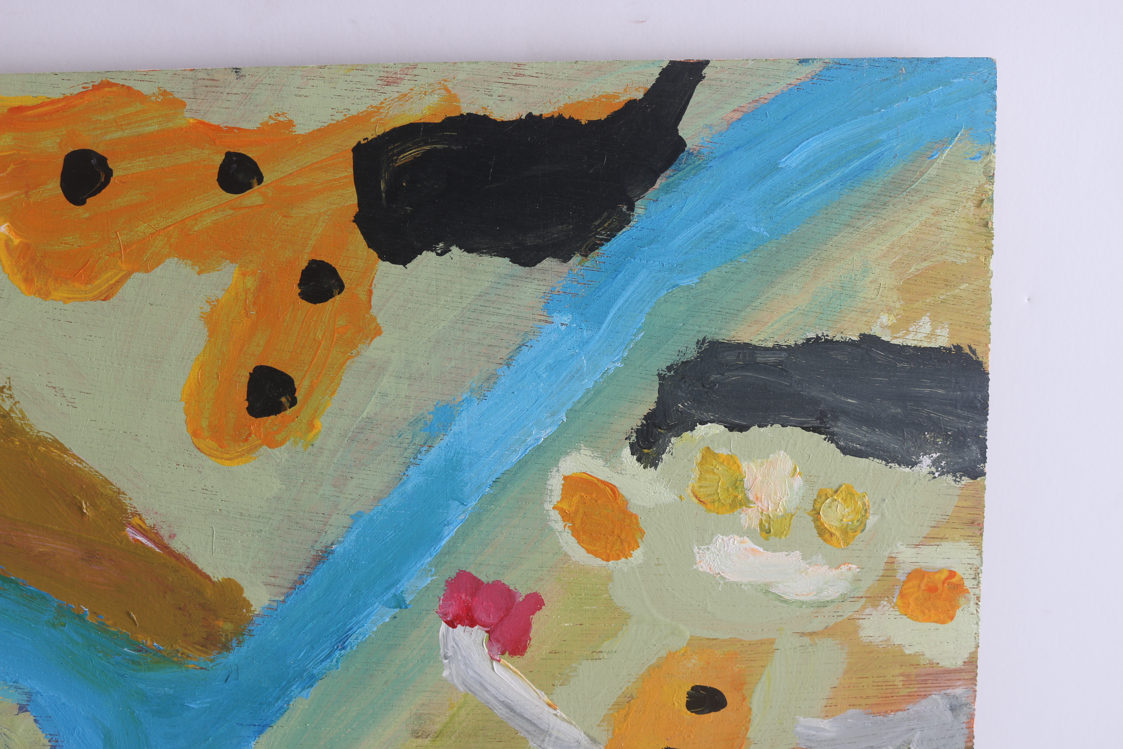 David Callahan 2011 Acrylic Painting on Wood "Dogs and Family"