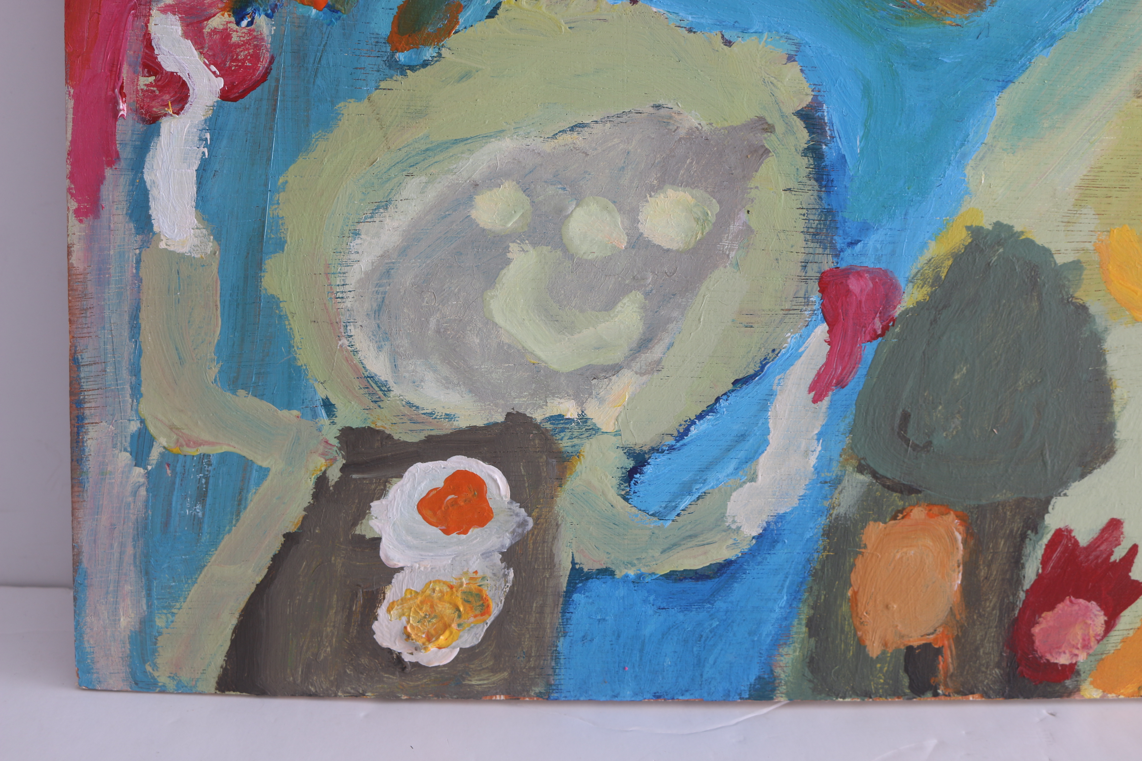 David Callahan 2011 Acrylic Painting on Wood "Dogs and Family"