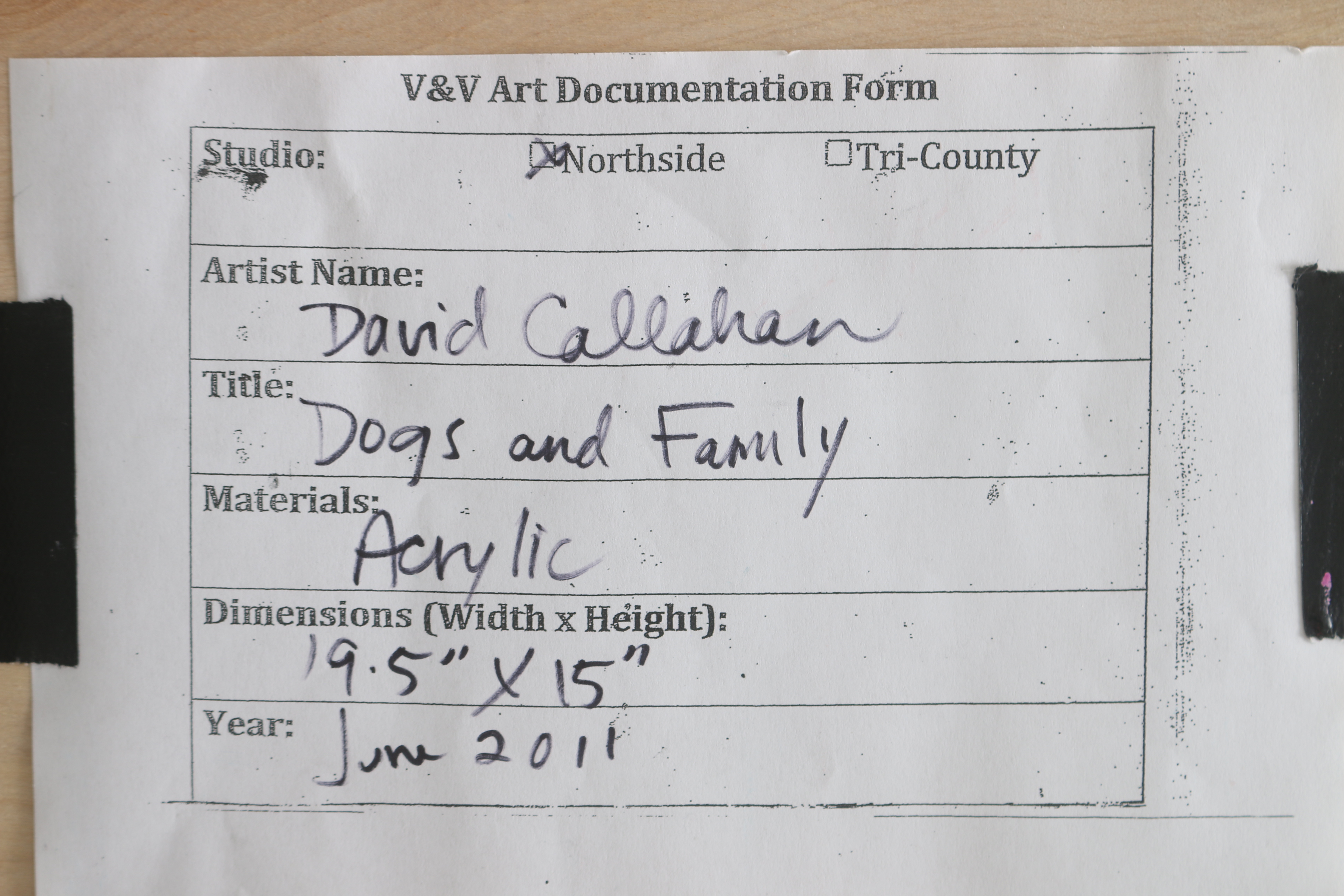 David Callahan 2011 Acrylic Painting on Wood "Dogs and Family"