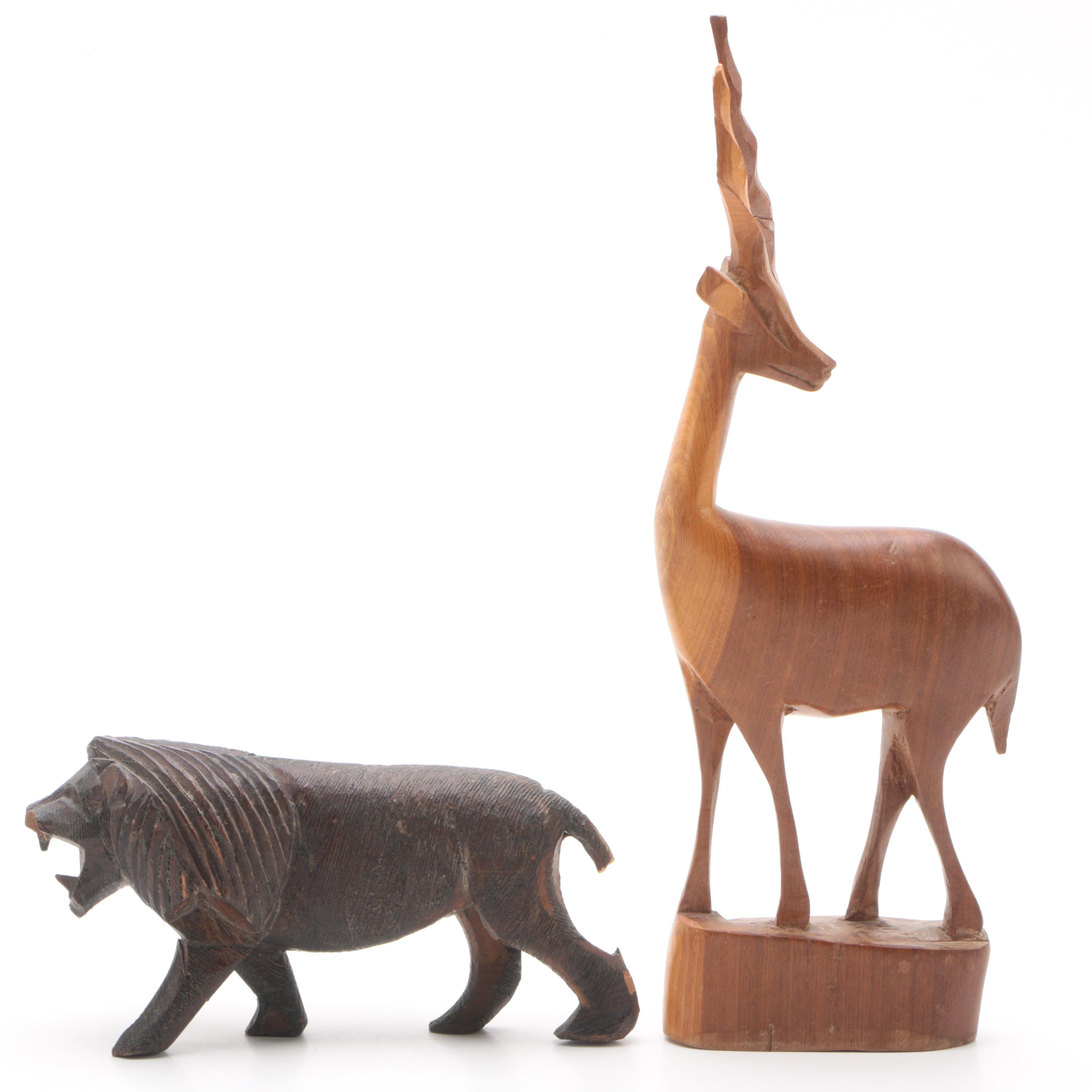 Hand Carved Animal Figurines Featuring Industrial Workshop