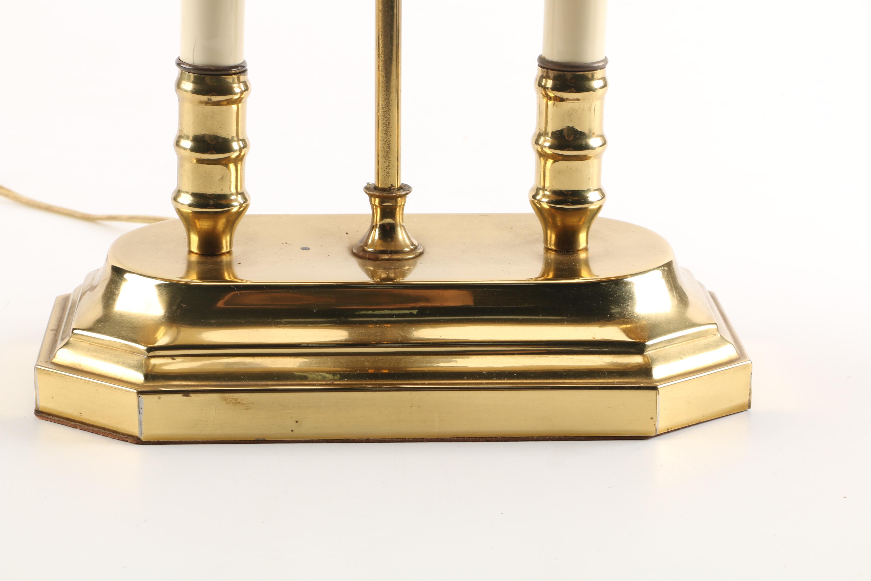 Vintage Bouillotte Style Brass Tone Table Lamp