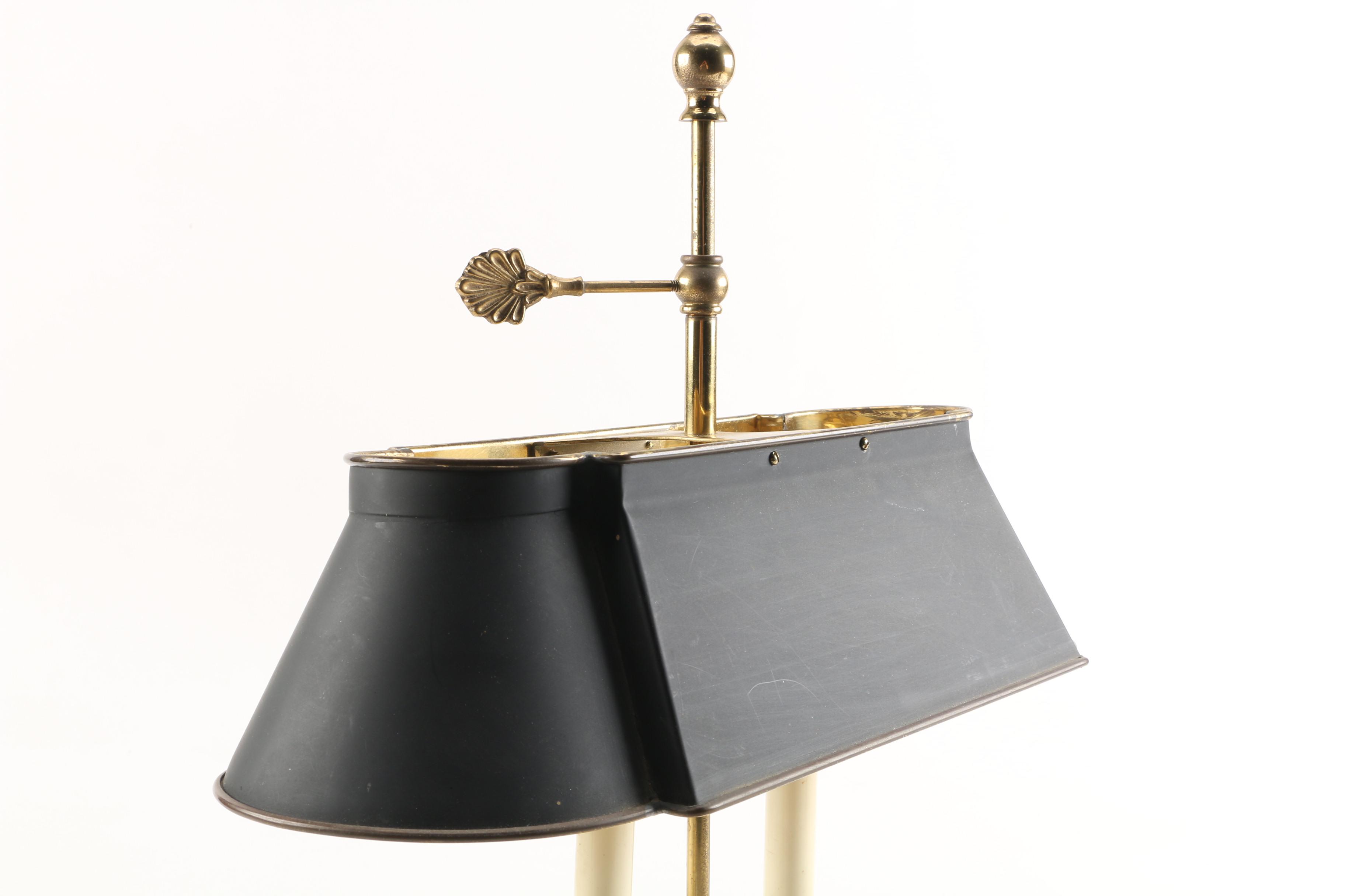 Vintage Bouillotte Style Brass Tone Table Lamp