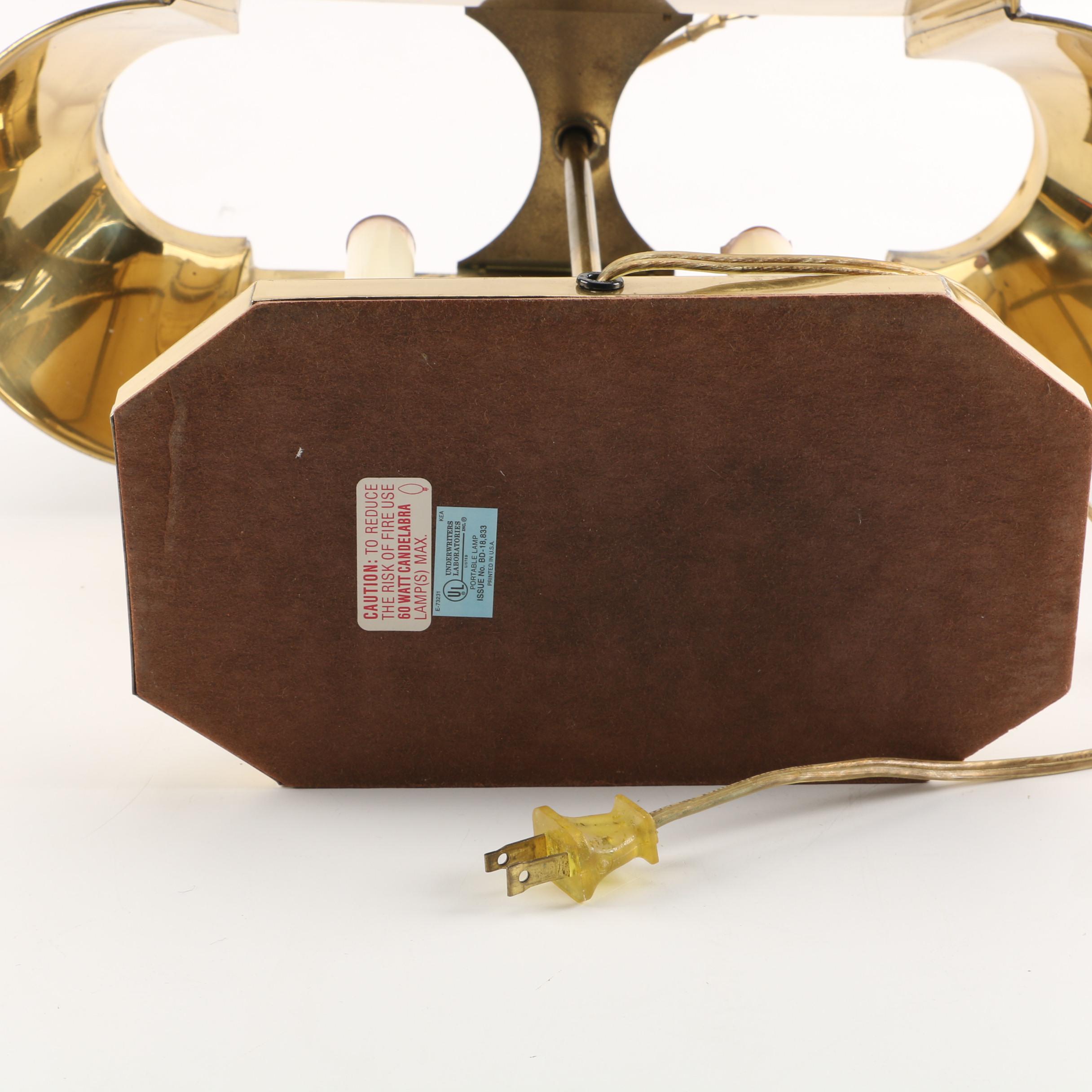 Vintage Bouillotte Style Brass Tone Table Lamp