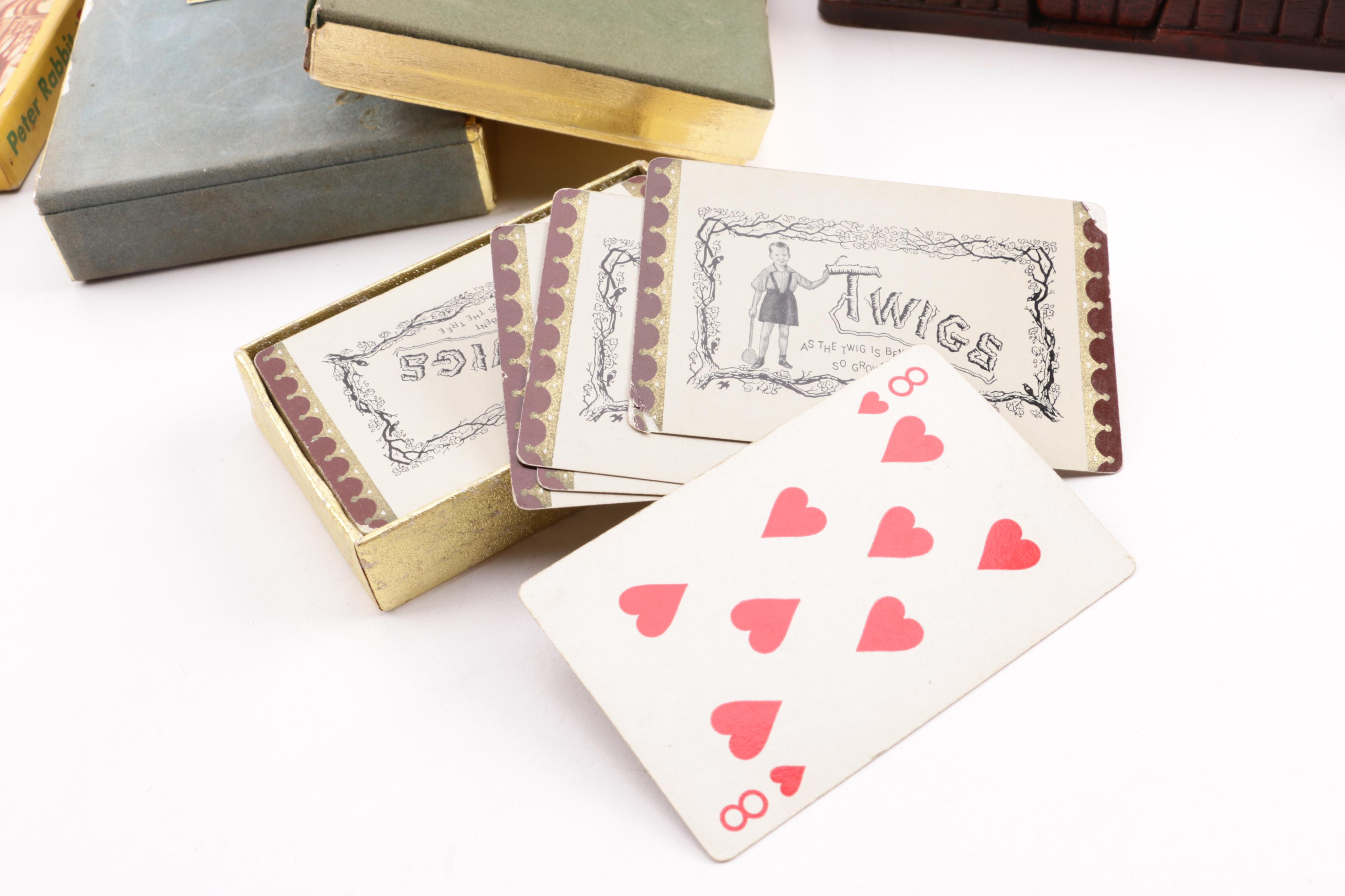 Vintage Playing Cards and Syroco Card Holders