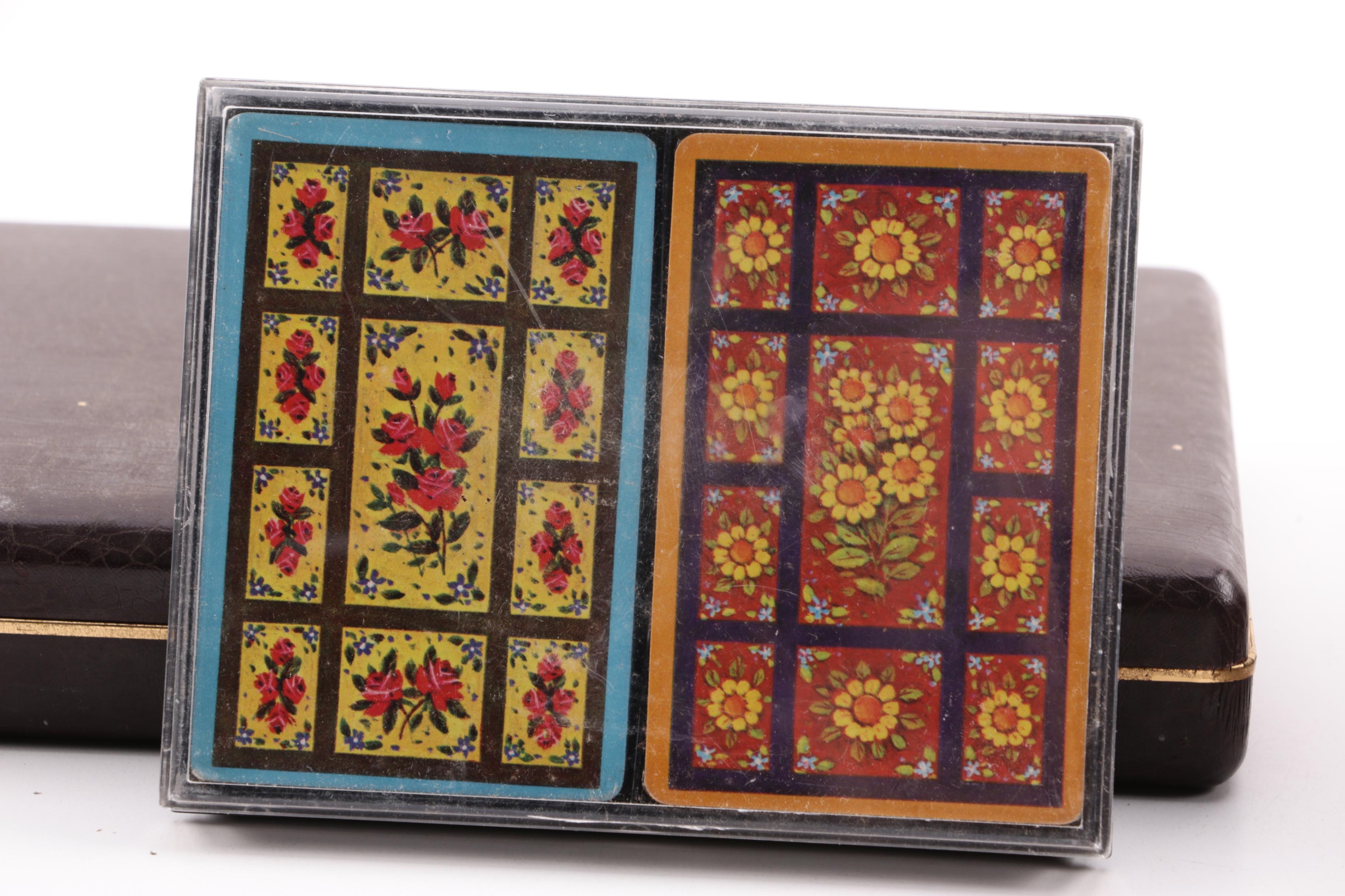 Vintage Playing Cards and Syroco Card Holders