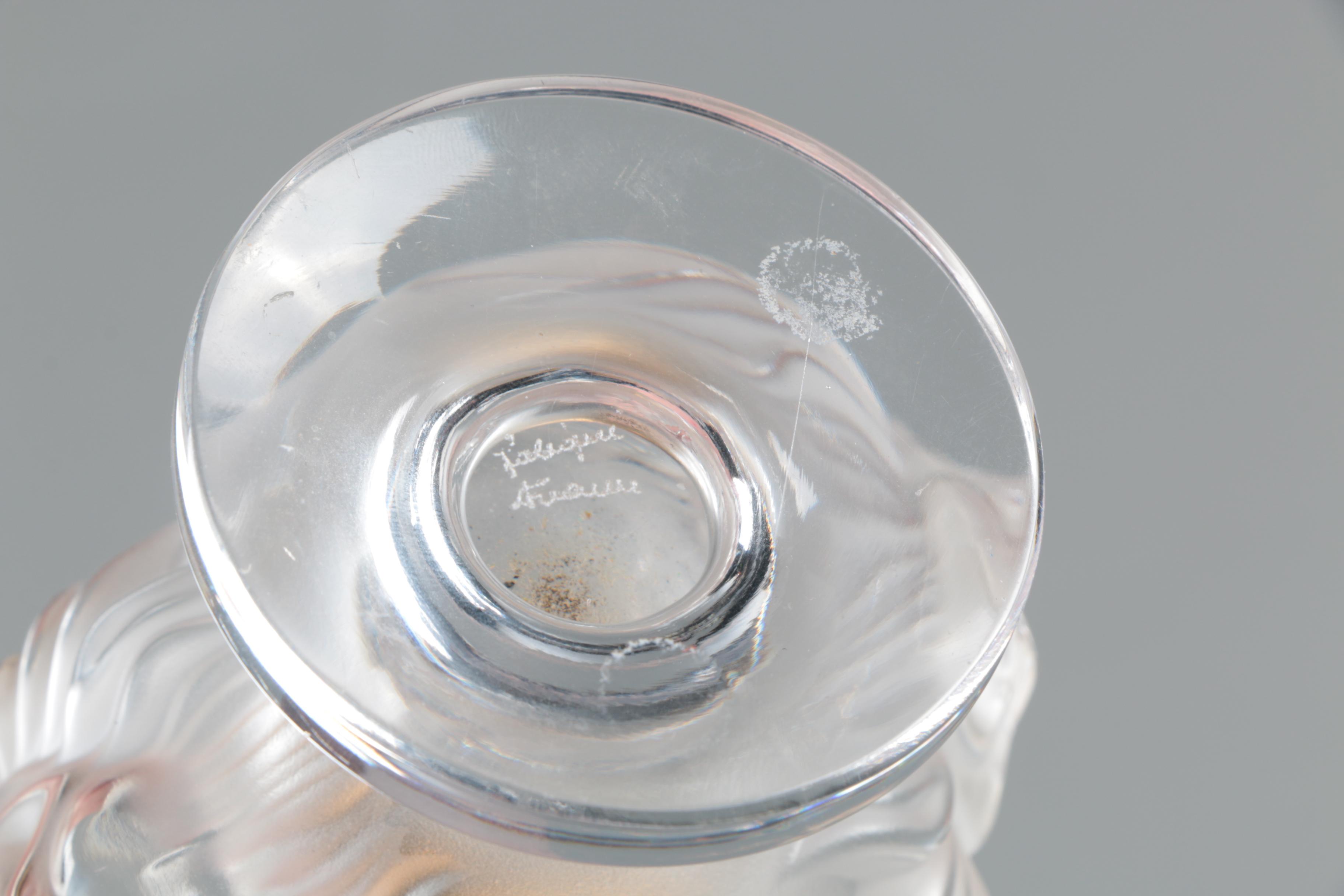 Vintage Lalique Crystal and Brass "Lion" Table Lighter