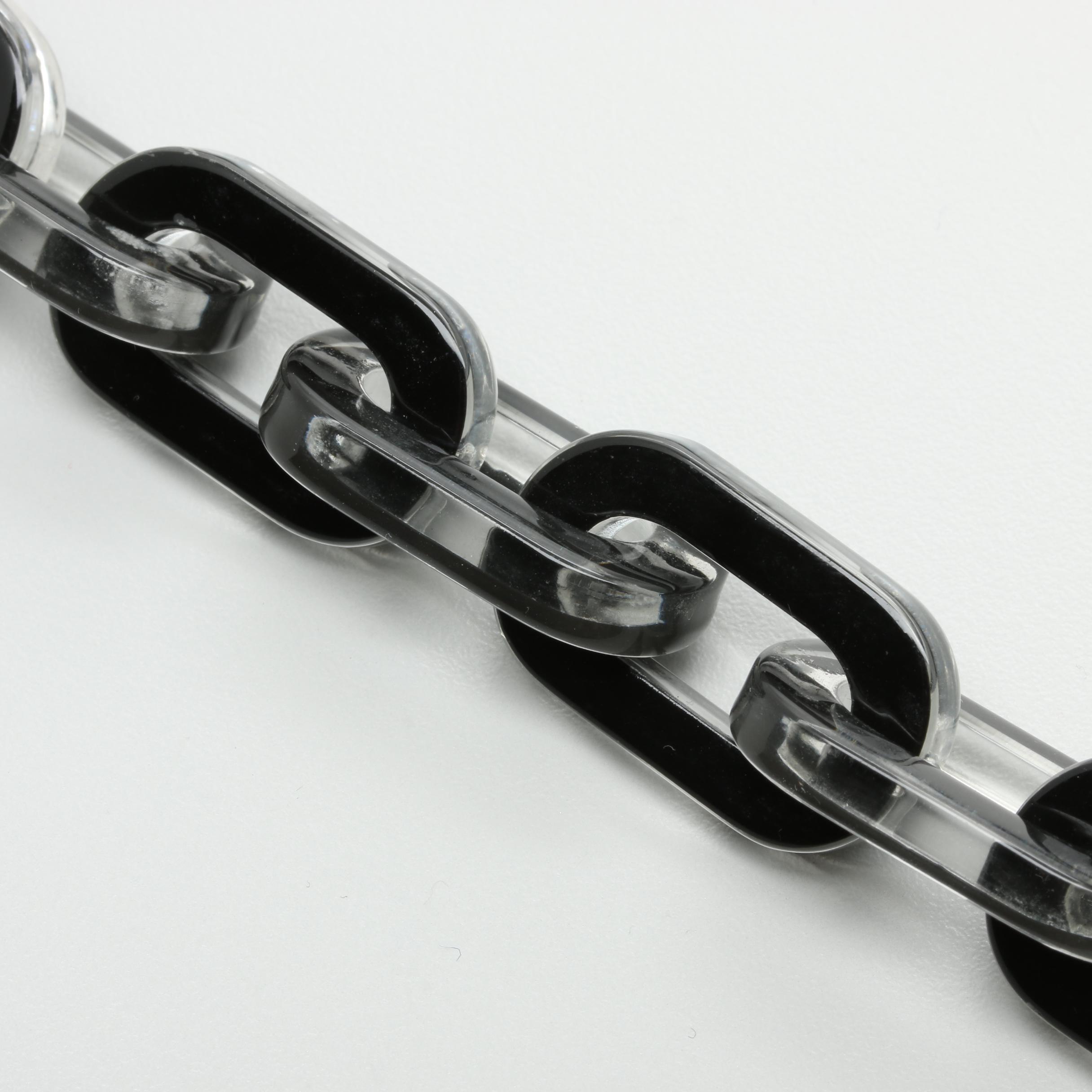 Graduated Black Resin Link Necklace with Black Resin and Foilback Earrings