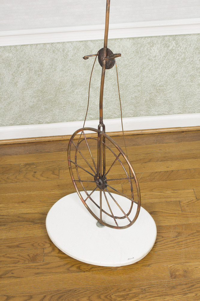 Jim Lewk Mixed Media Sculpture of Man with Balloons