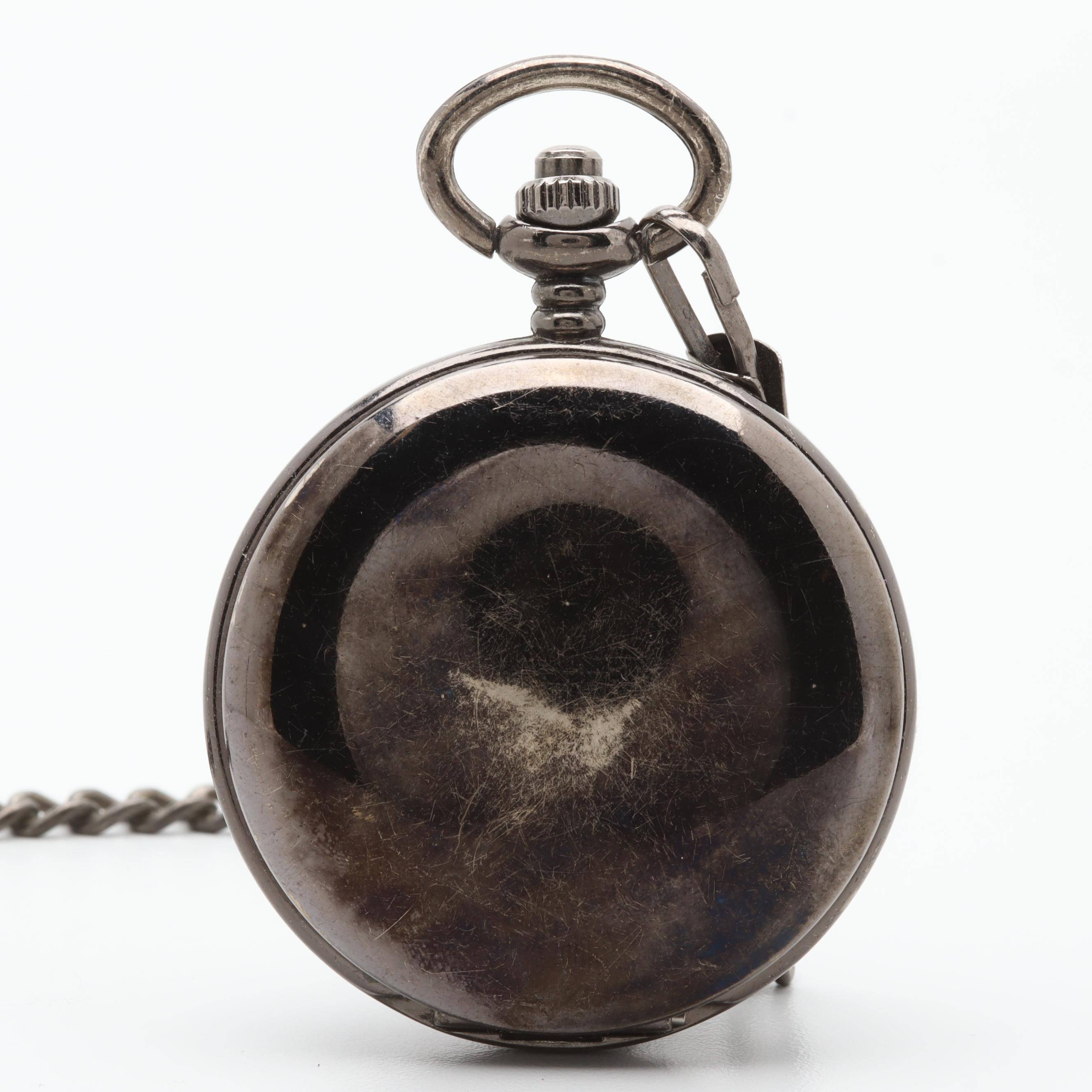 Half Skeleton Pocket Watch