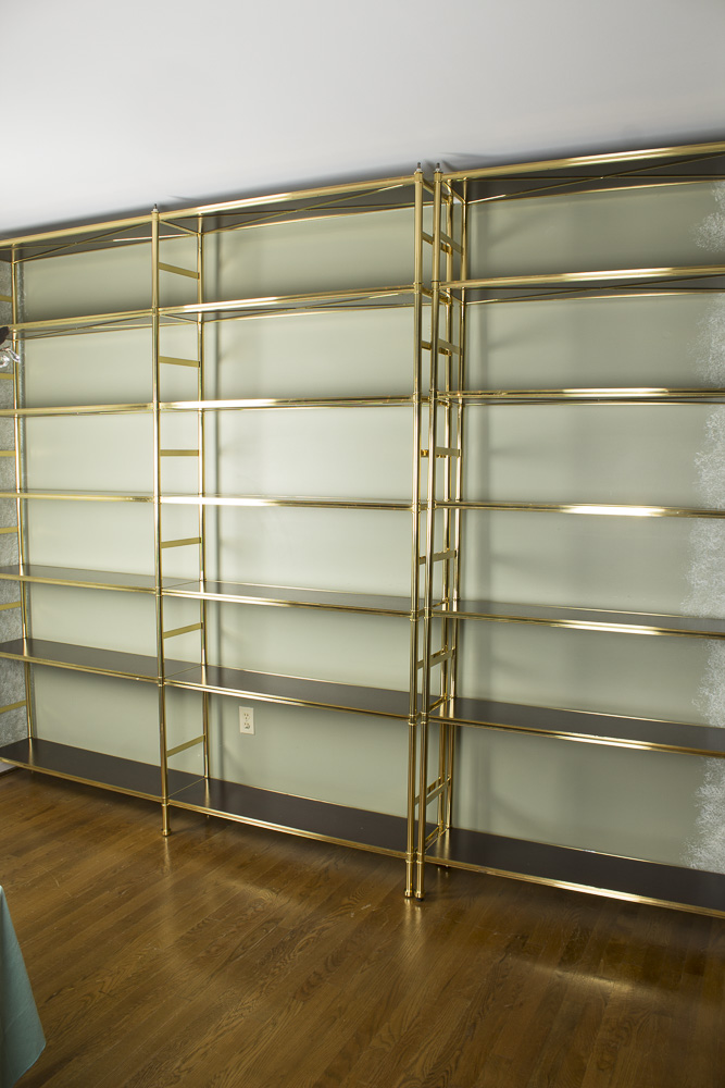 Hollywood Regency Style Gold Shelving Units