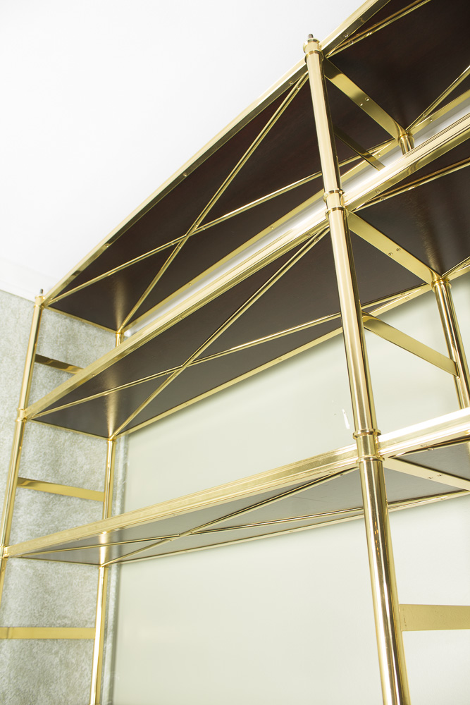 Hollywood Regency Style Gold Shelving Units