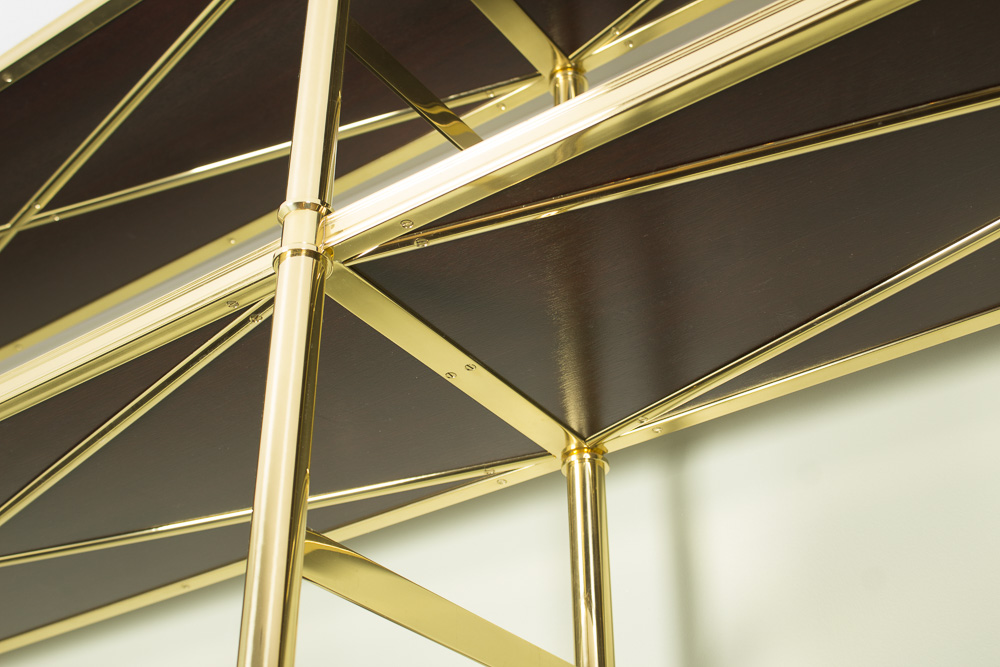 Hollywood Regency Style Gold Shelving Units