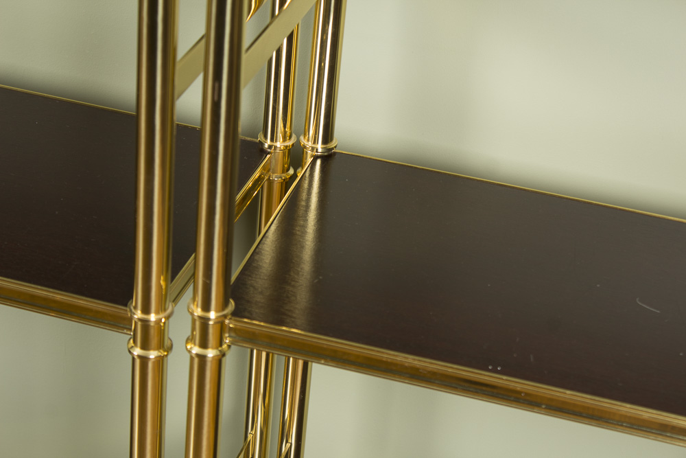 Hollywood Regency Style Gold Shelving Units