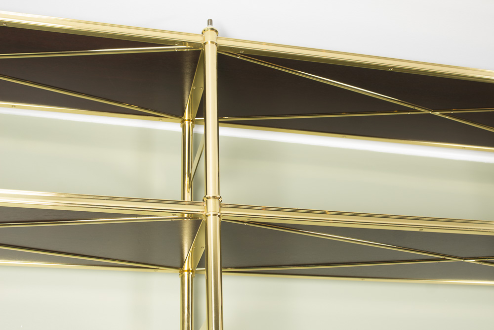 Hollywood Regency Style Gold Shelving Units