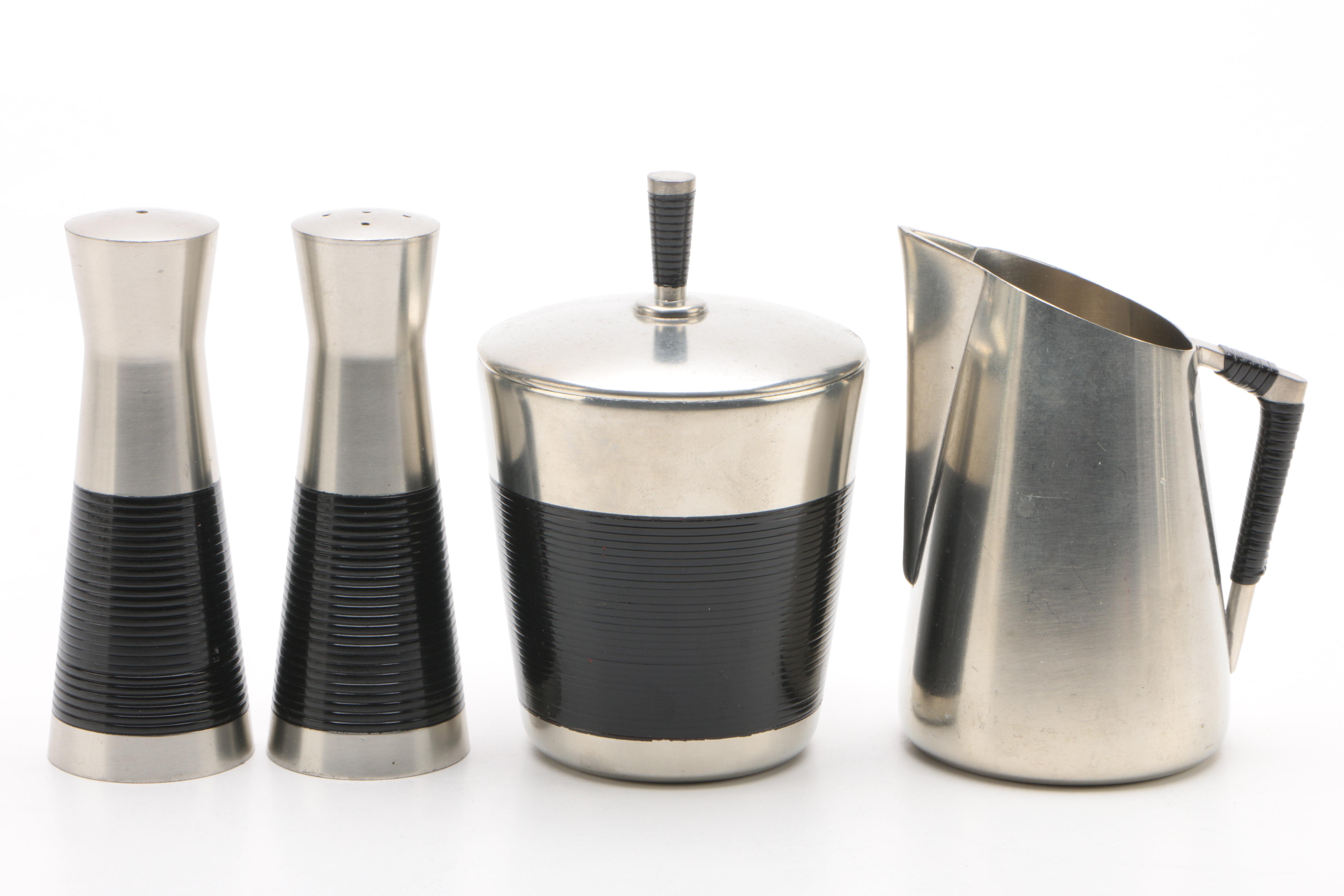 Mid-Century Modern Royal Holland Pewter Coffee and Tea Service with Shakers