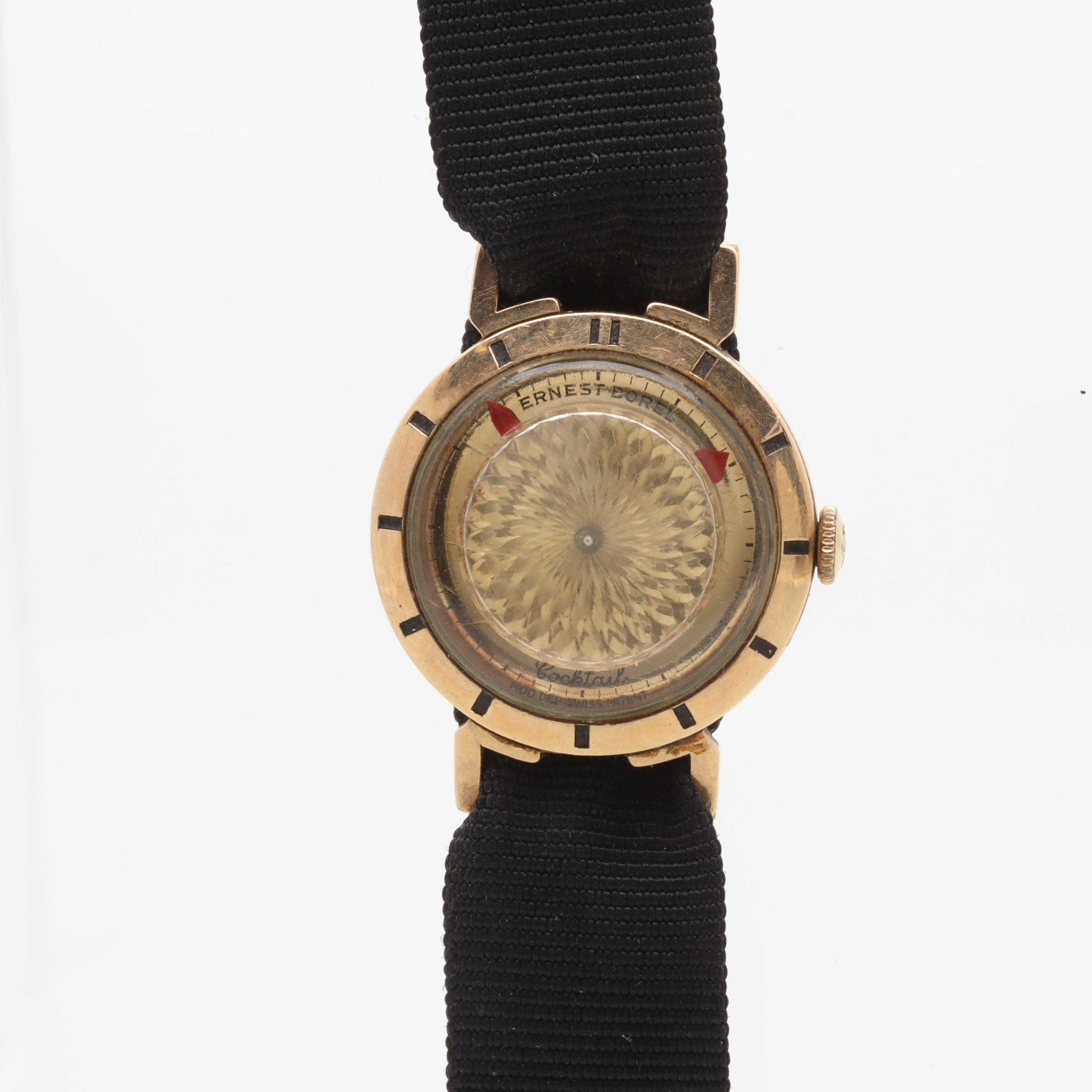 Ernest Borel Gold-Tone Watch with Black Nylon Strap