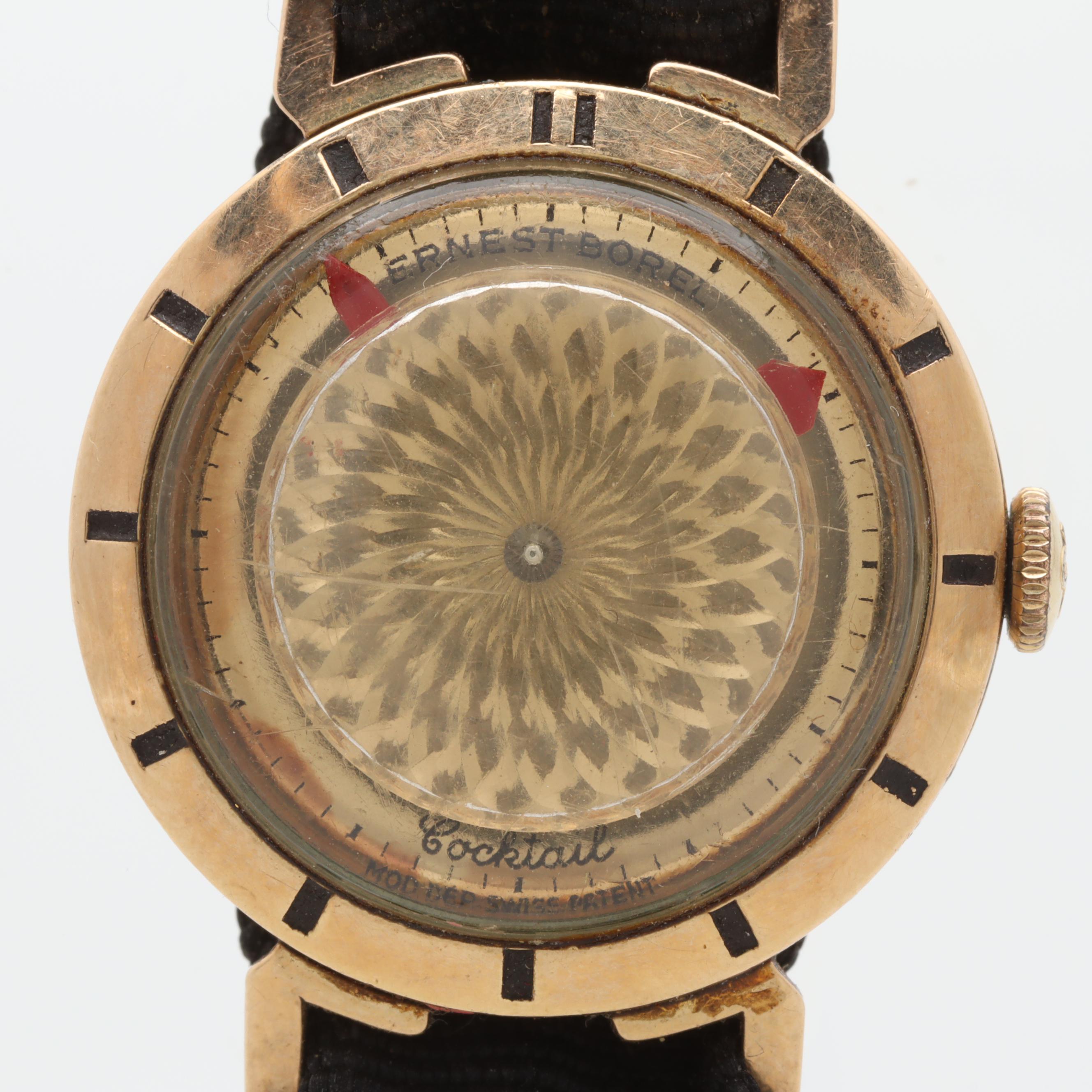 Ernest Borel Gold-Tone Watch with Black Nylon Strap