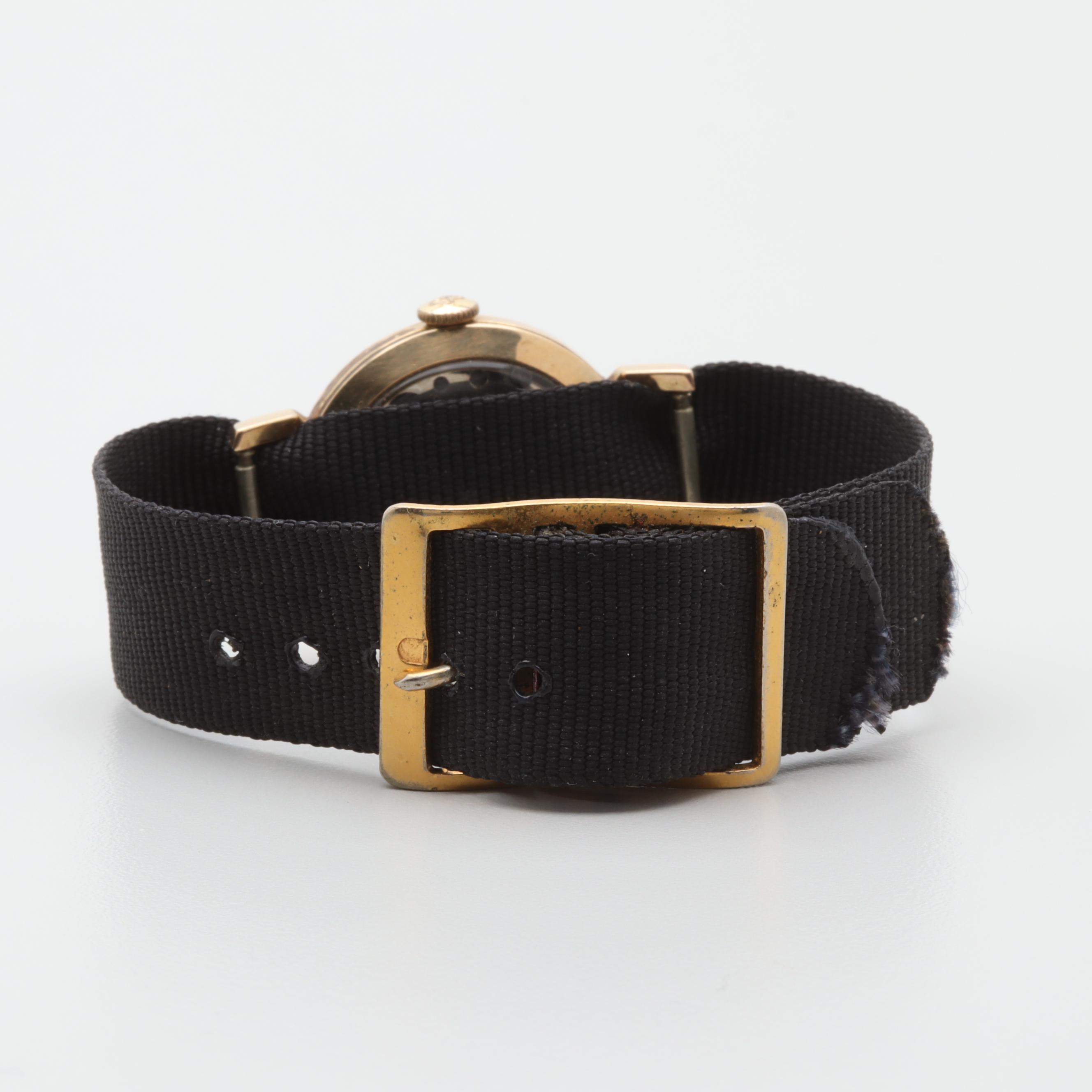 Ernest Borel Gold-Tone Watch with Black Nylon Strap