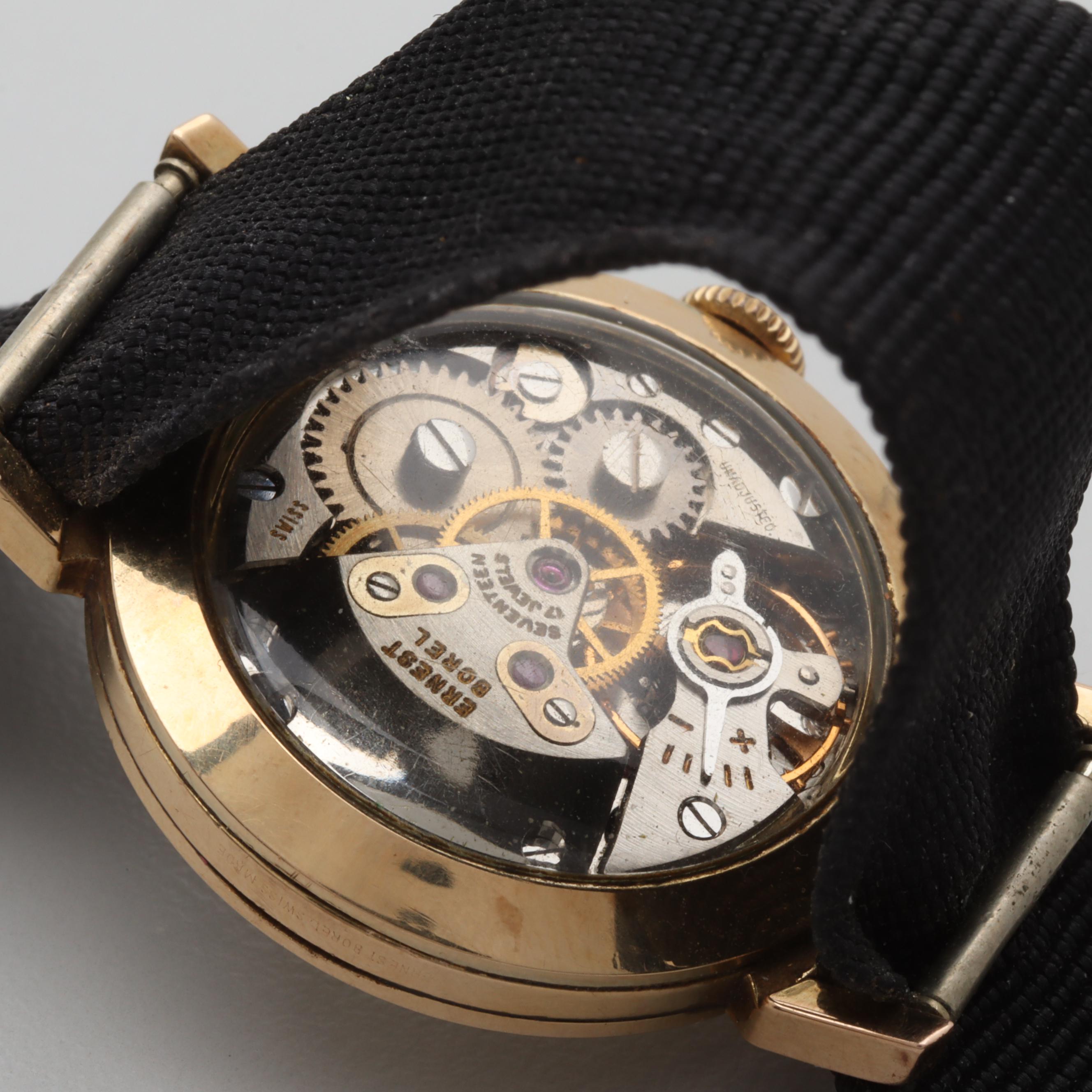 Ernest Borel Gold-Tone Watch with Black Nylon Strap