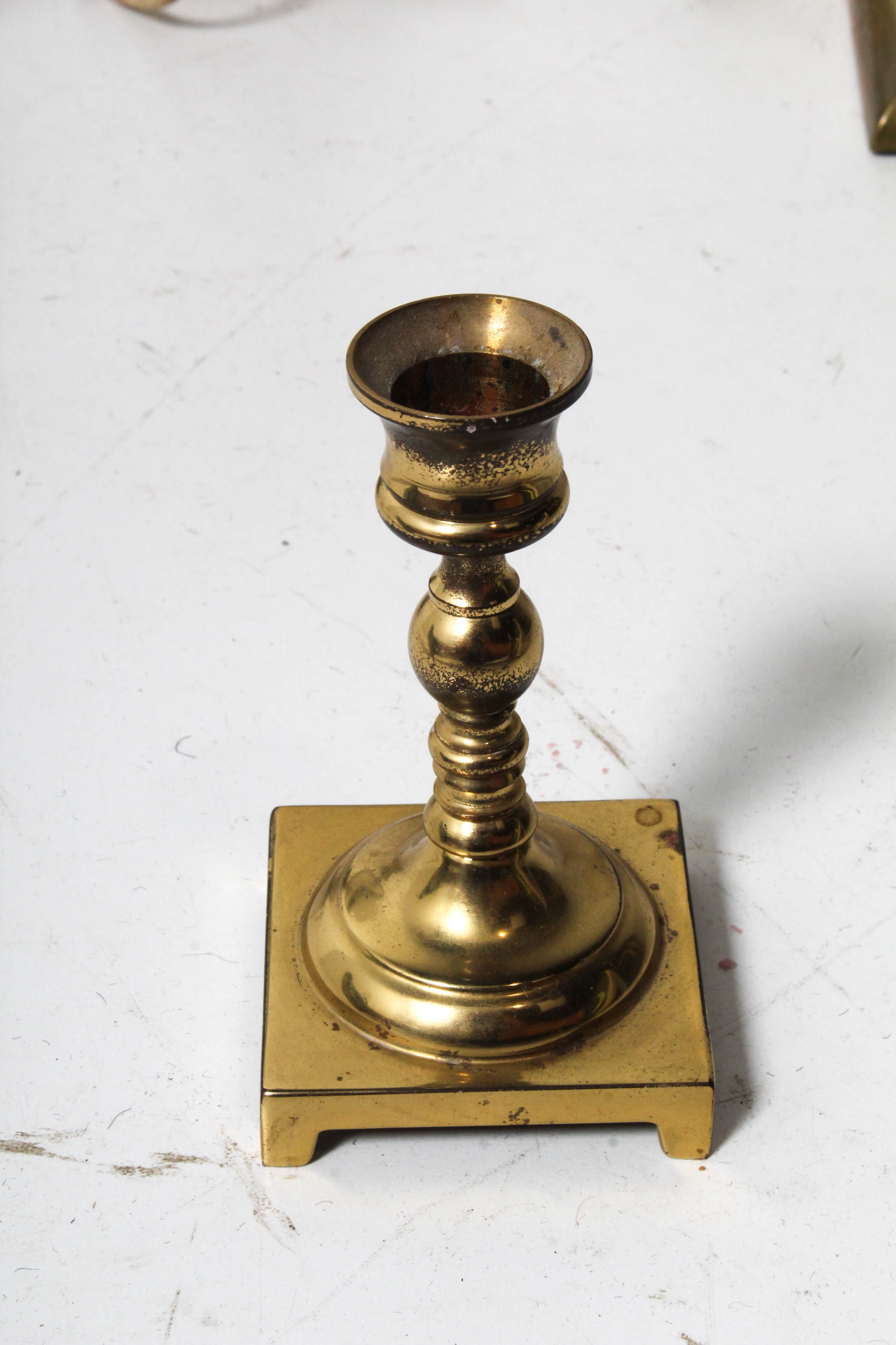 Vintage Brass Tone Table Lamps Featuring Hobnail Milk Glass Shade