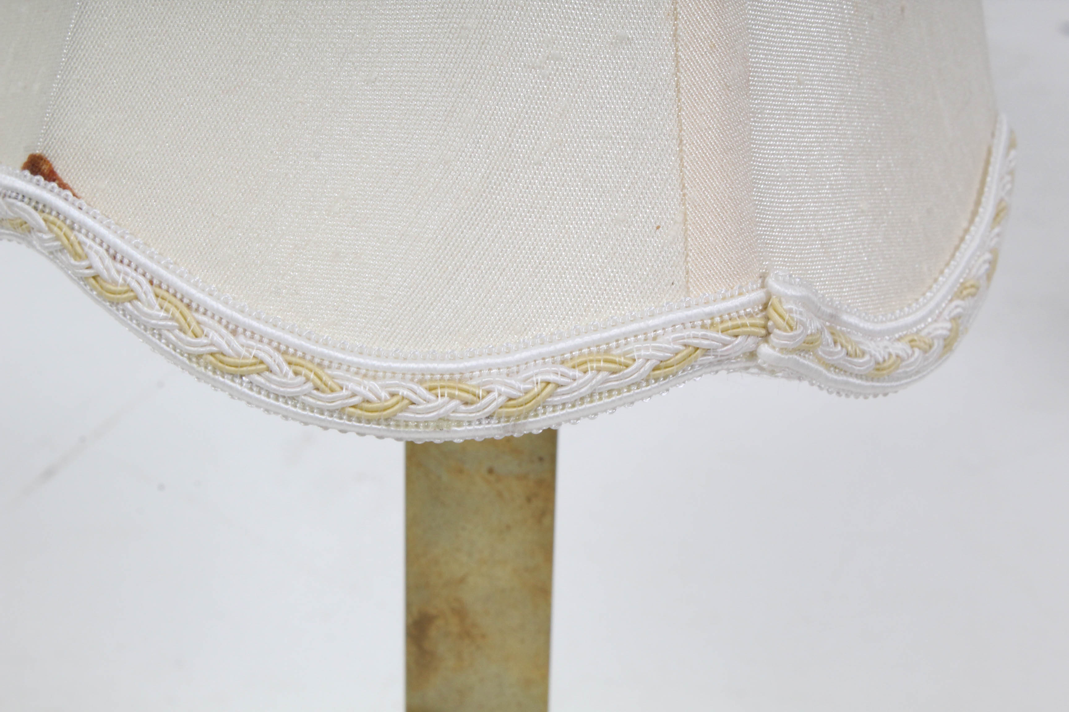 Vintage Brass Tone Table Lamps Featuring Hobnail Milk Glass Shade