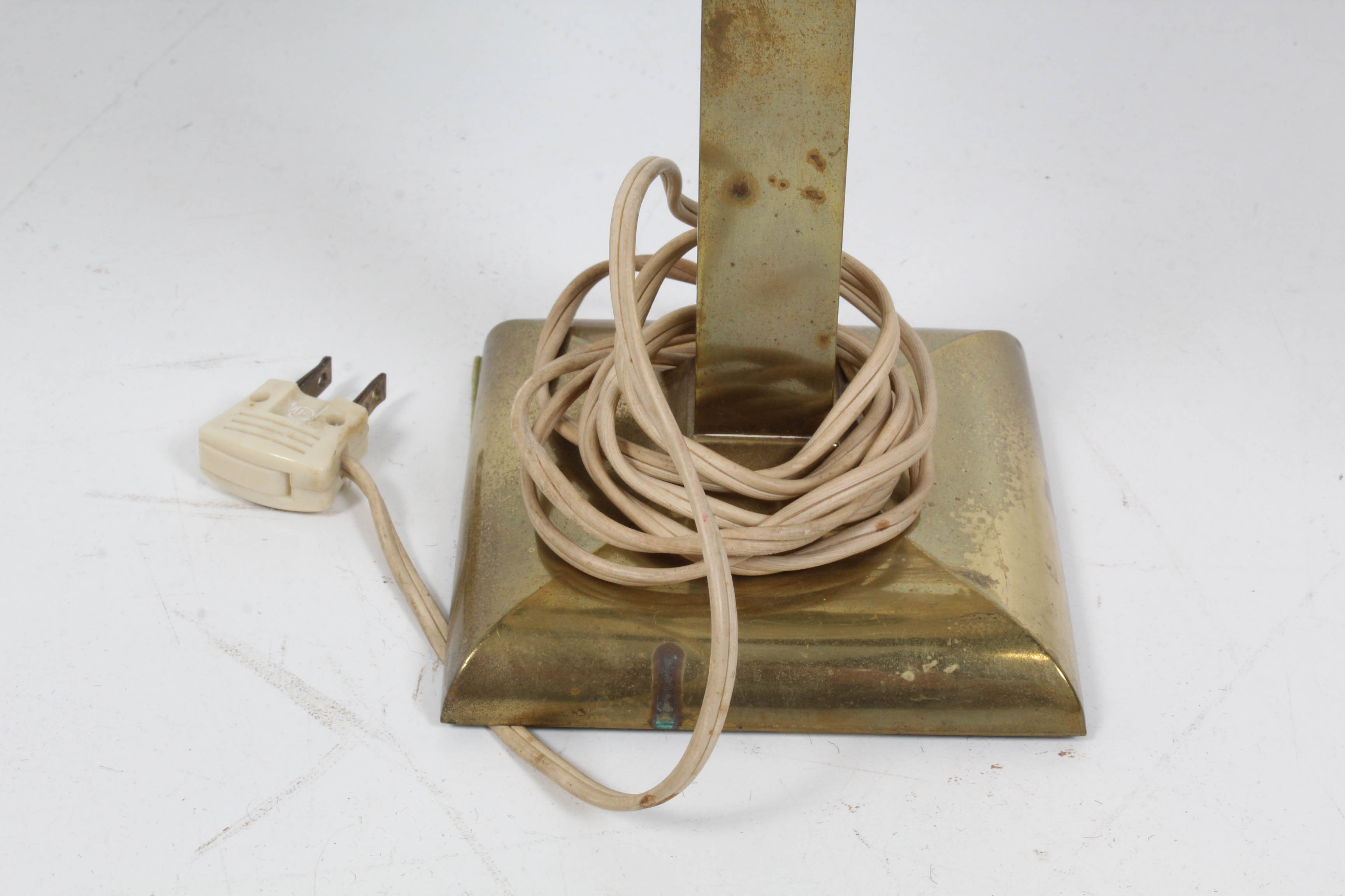 Vintage Brass Tone Table Lamps Featuring Hobnail Milk Glass Shade