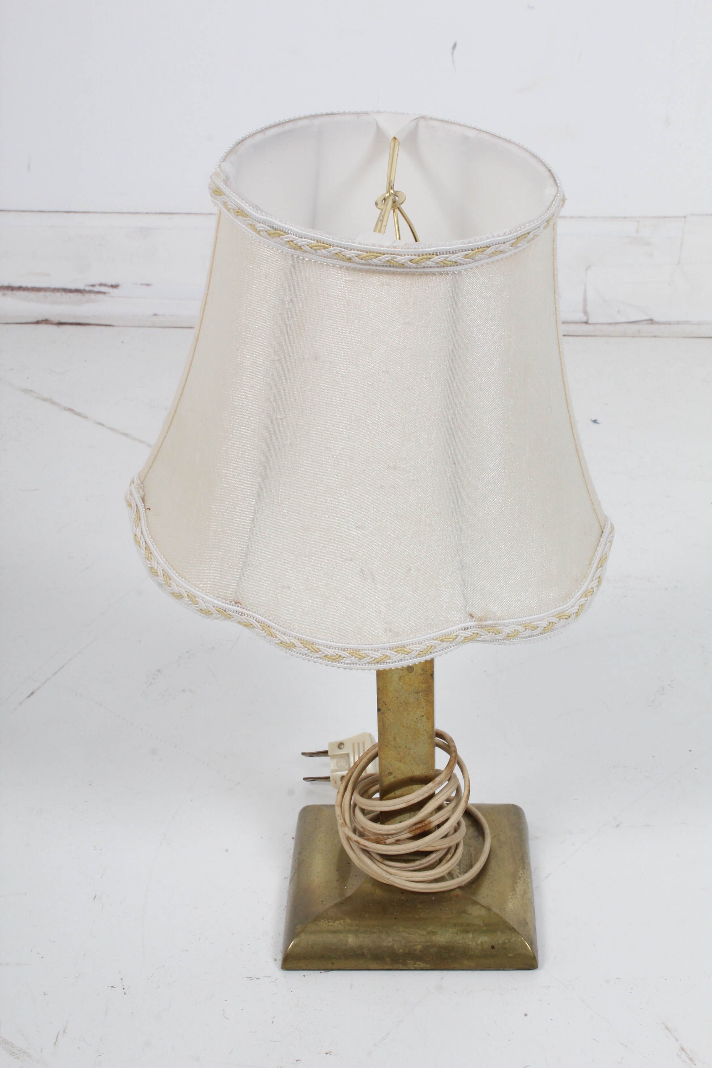 Vintage Brass Tone Table Lamps Featuring Hobnail Milk Glass Shade