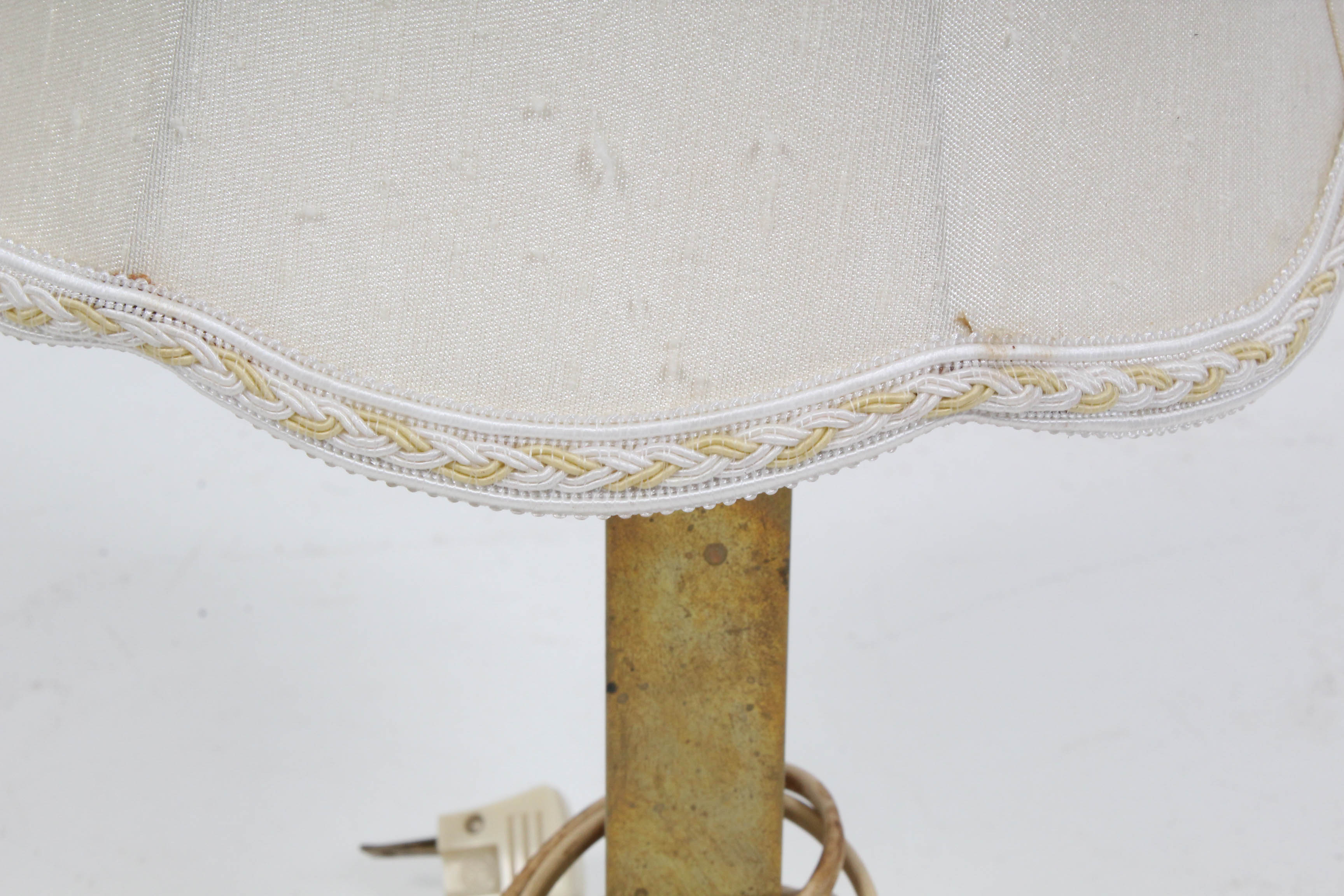 Vintage Brass Tone Table Lamps Featuring Hobnail Milk Glass Shade