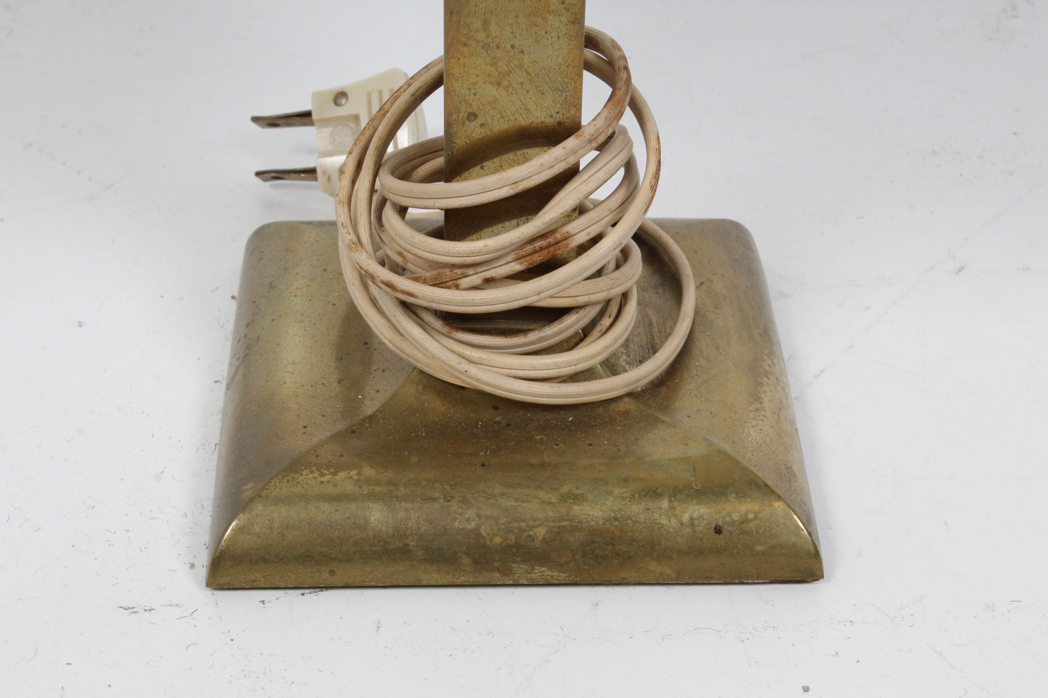 Vintage Brass Tone Table Lamps Featuring Hobnail Milk Glass Shade