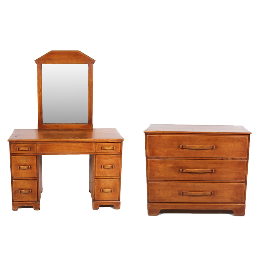 Vintage Wooden Dresser and Vanity with Mirror