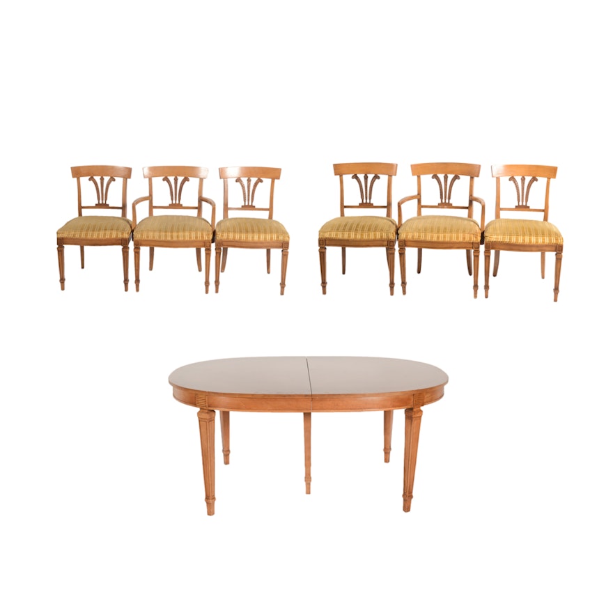 Vintage Neoclassical Style Dining Table with Chairs