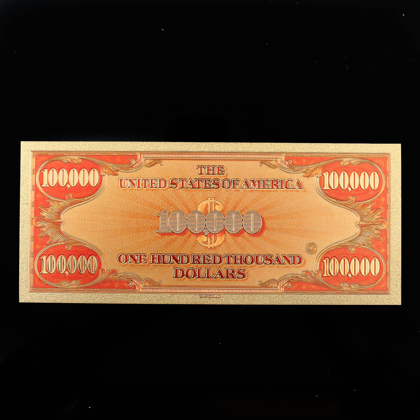 Group of Three Novelty 24K Gold Foil Plated U.S. $100,000 Gold Certificates