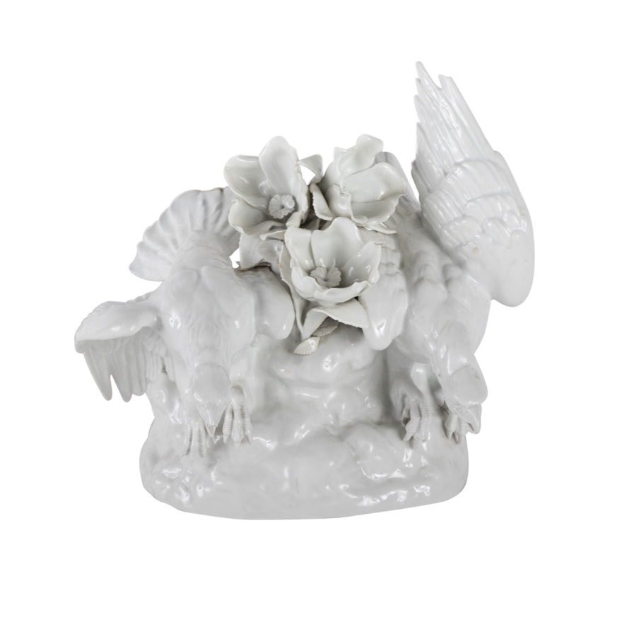 German White Porcelain Game Bird Centerpiece, 20th Century