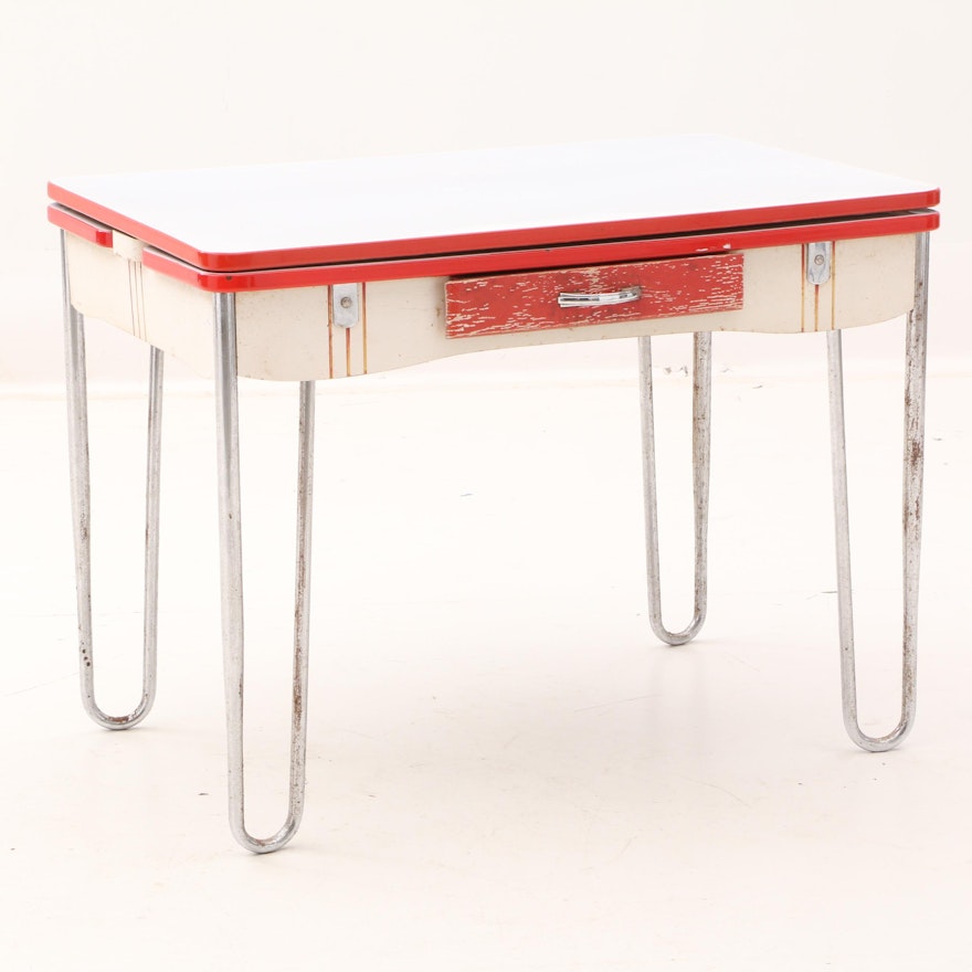 Mid Century Modern Enamel Dining Tabe by Lloyd's Manufacturing