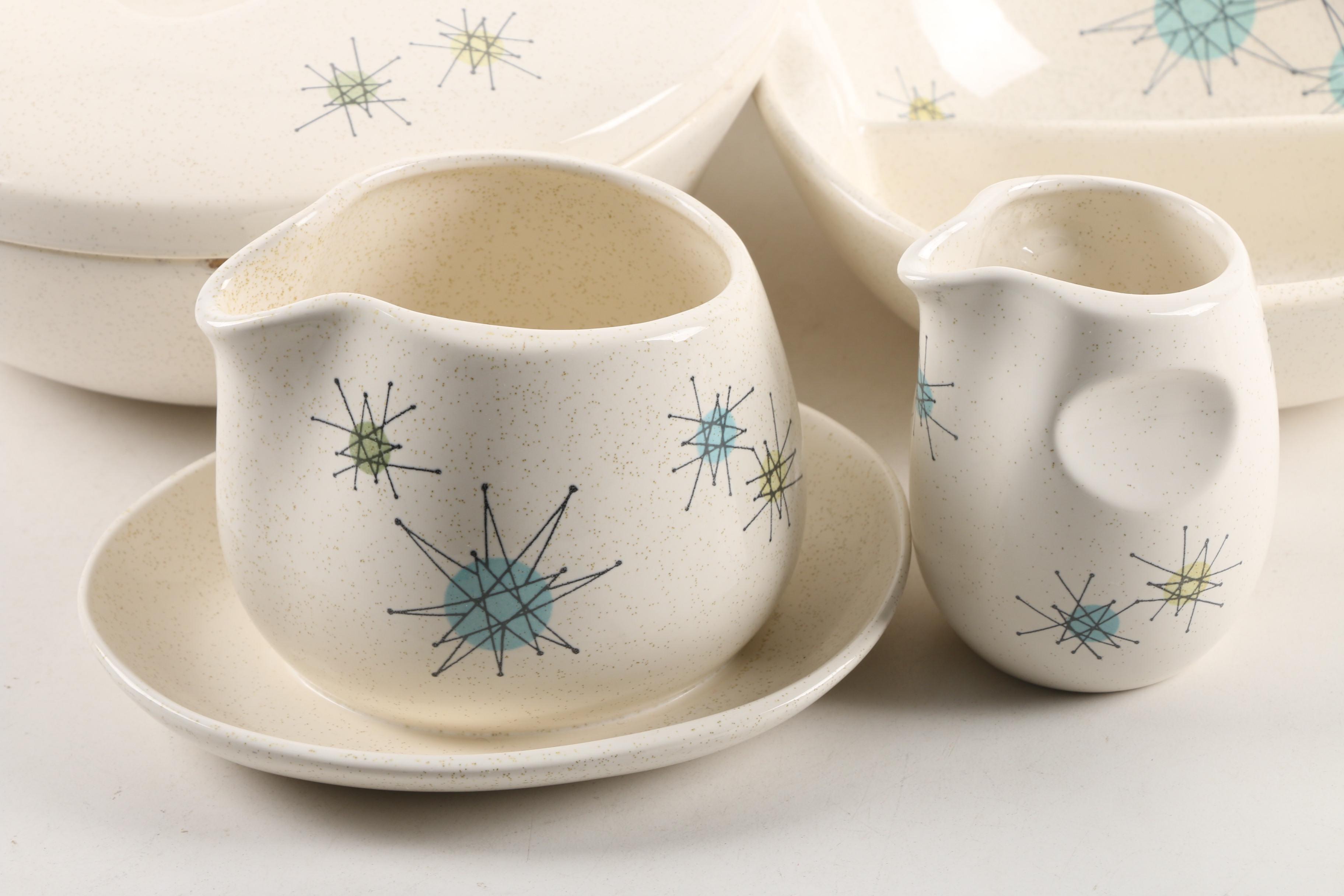 Mid Century Franciscan "Starburst" Table and Serveware Circa 1954 -1966