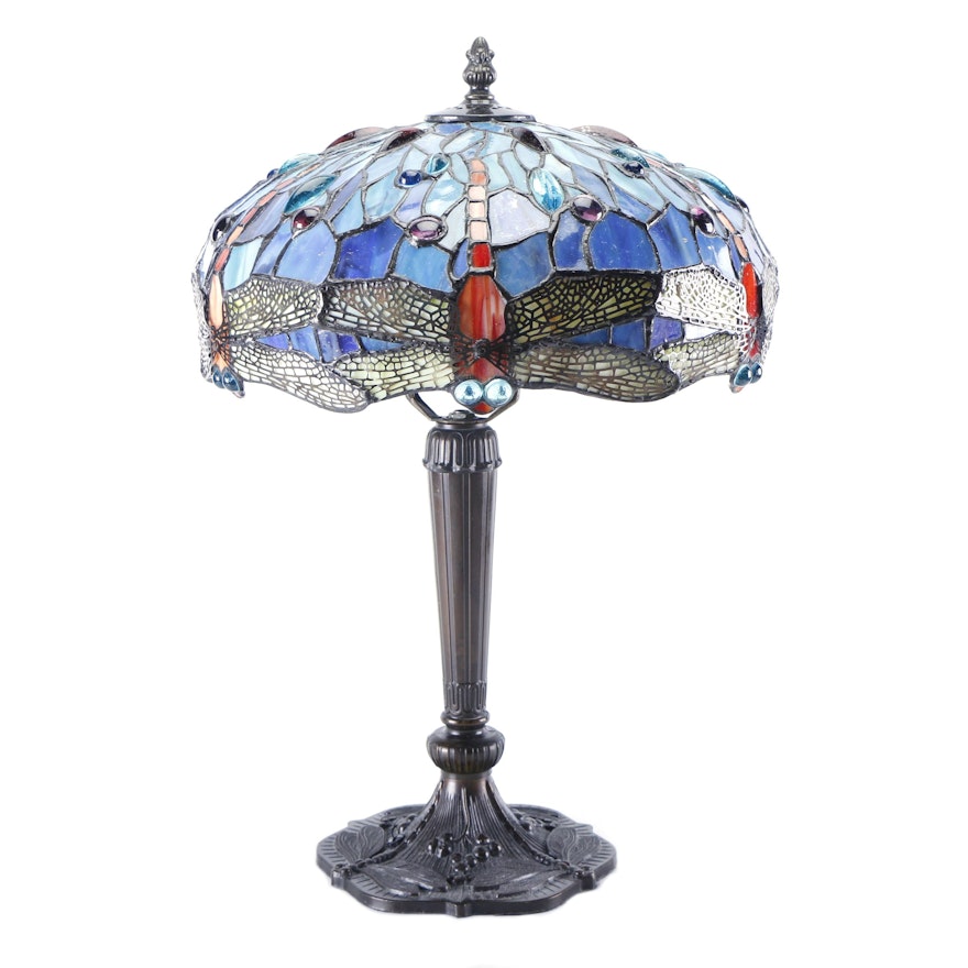 Tiffany Style Dragonfly Table Lamp Base and Shade