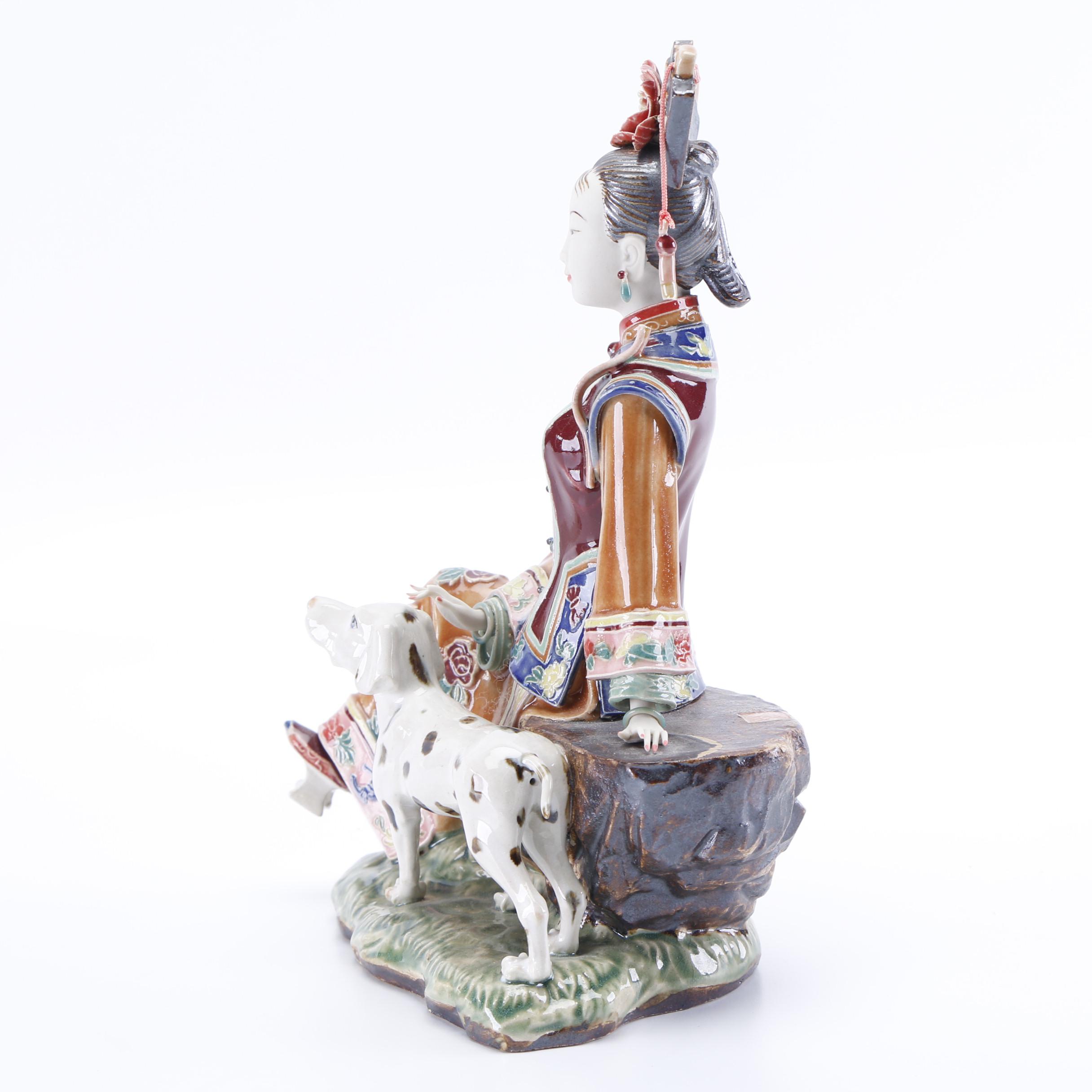 Chinese Lin Weidong Shiwan Ware Porcelain Figure