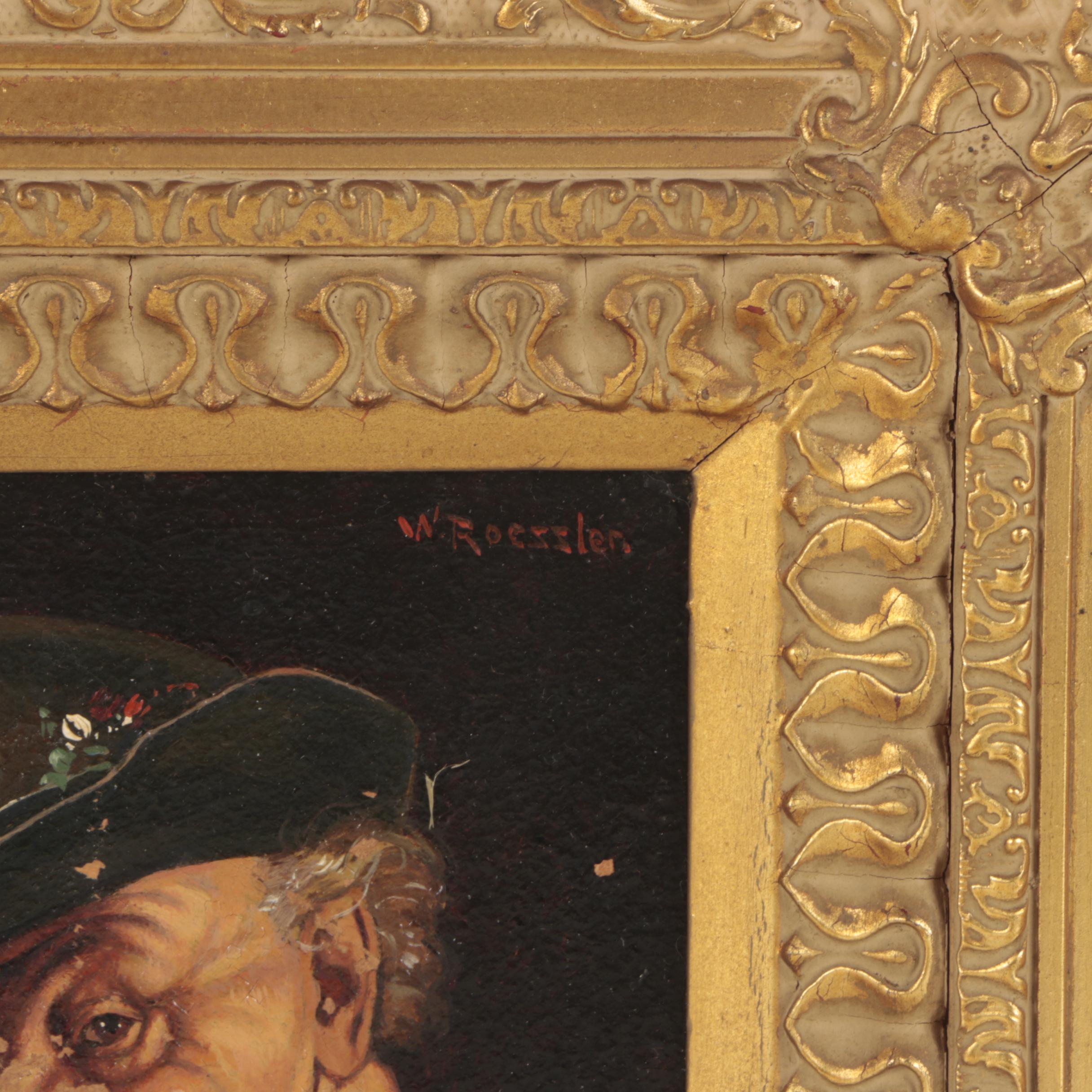 Vintage Walter Roessler Portrait Oil Painting