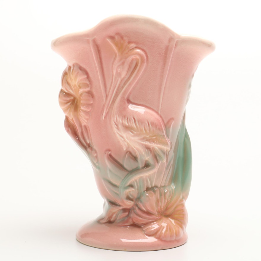 Vintage Pink Stork Vase Attributed to Hull