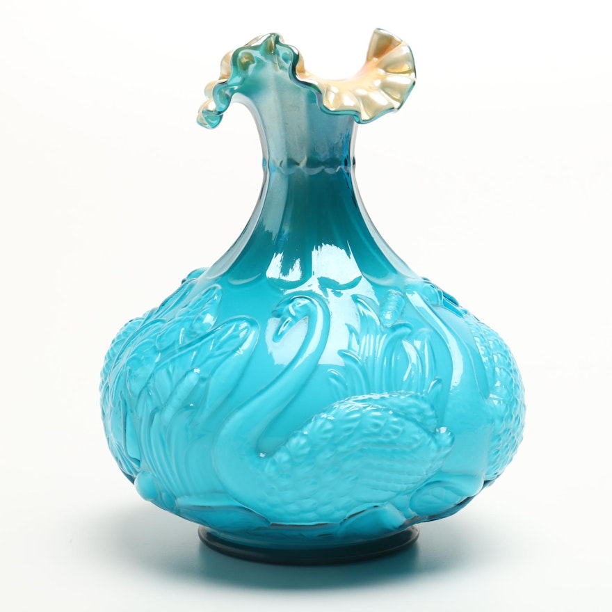 Blue Swan Motif Vase