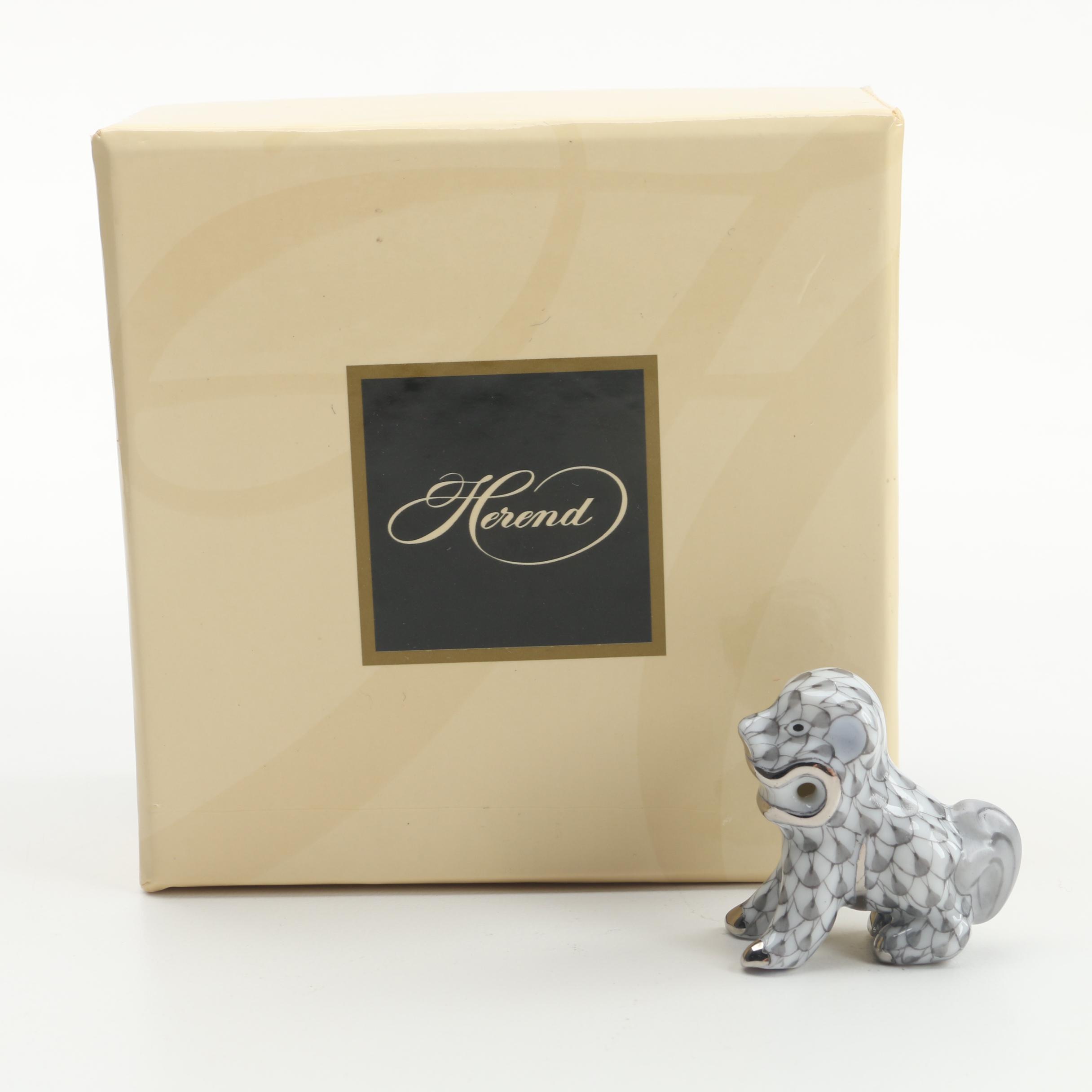 Herend Hungary Hand-Painted Porcelain Miniature "Foo Dog" Figurine