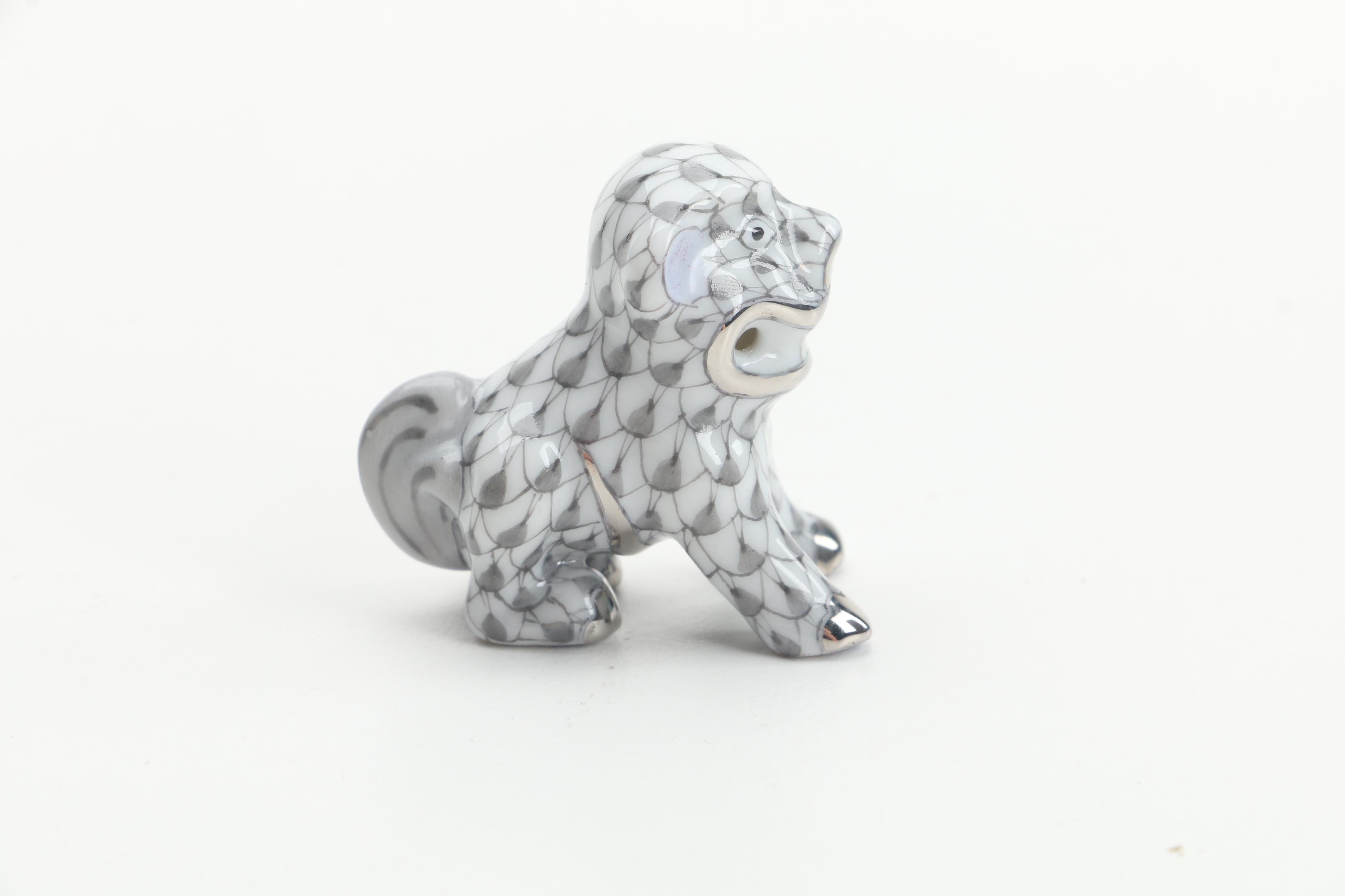 Herend Hungary Hand-Painted Porcelain Miniature "Foo Dog" Figurine