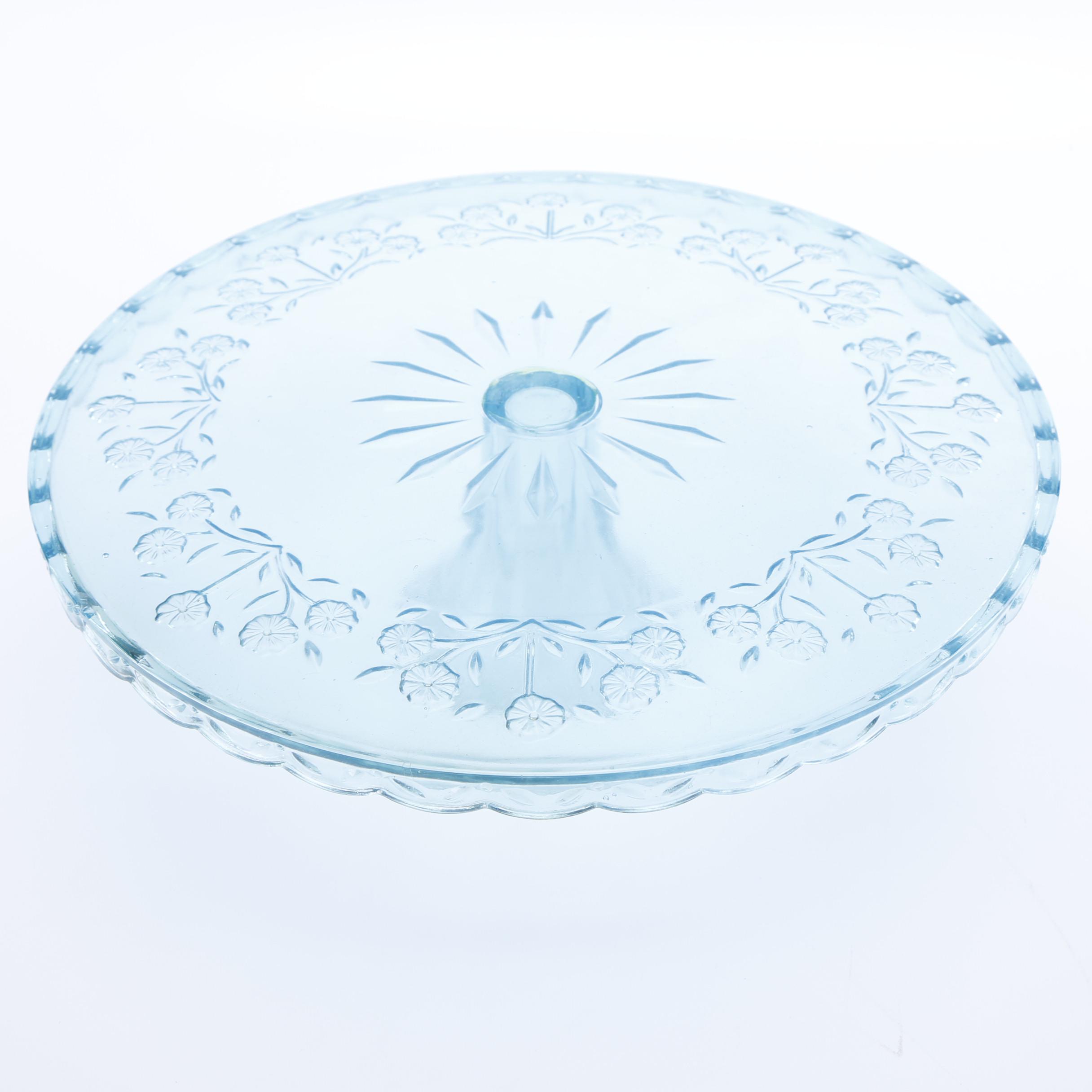 Vintage Pressed Glass Amethyst and Anchor Hocking "Wexford Green" Cake Stands