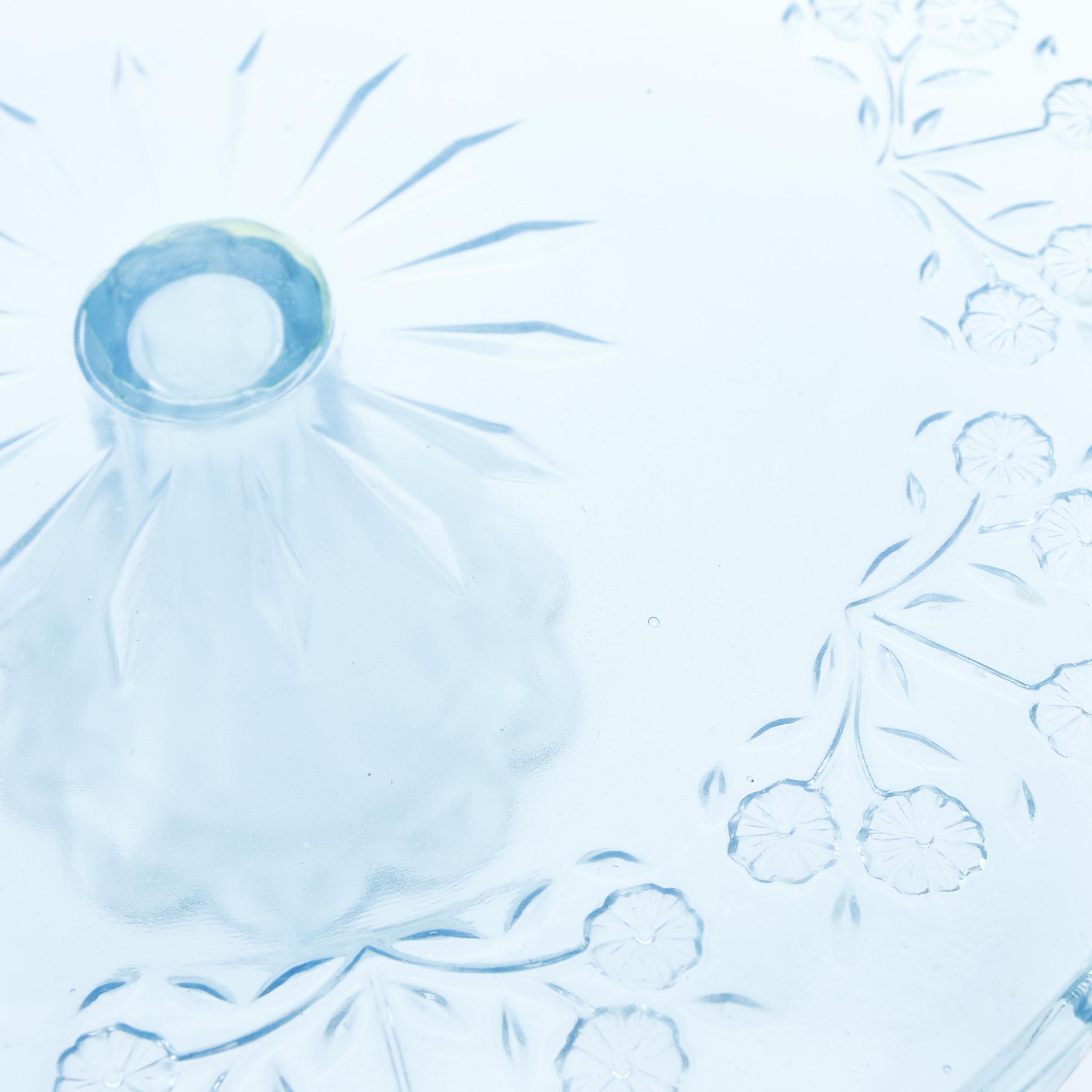 Vintage Pressed Glass Amethyst and Anchor Hocking "Wexford Green" Cake Stands