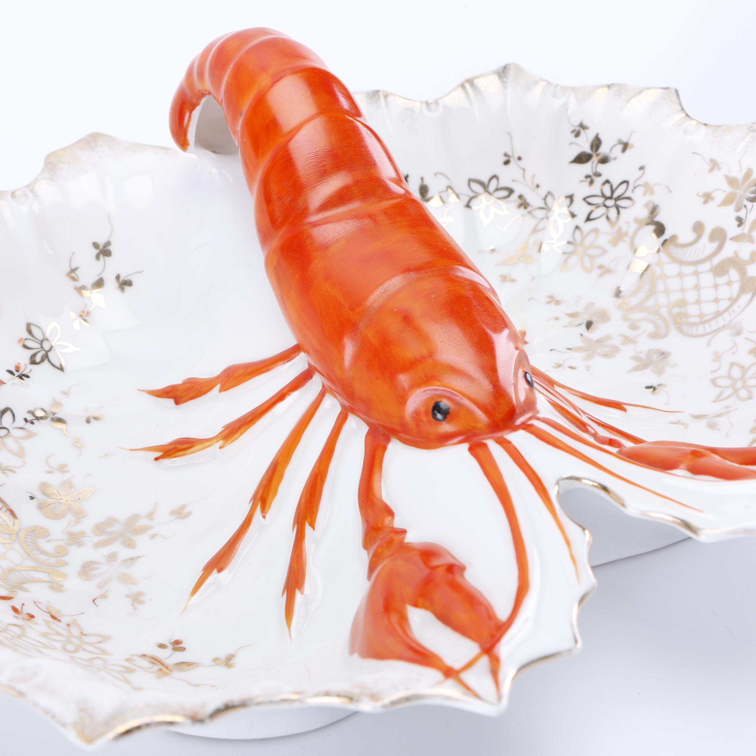 Vintage Lobster Porcelain Divided Serving Dishes featuring C.T. Altwasser
